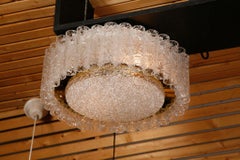 Amazing Pair of Large Doria Flush Mount Ceiling Lights with Crystal Glass Tubes