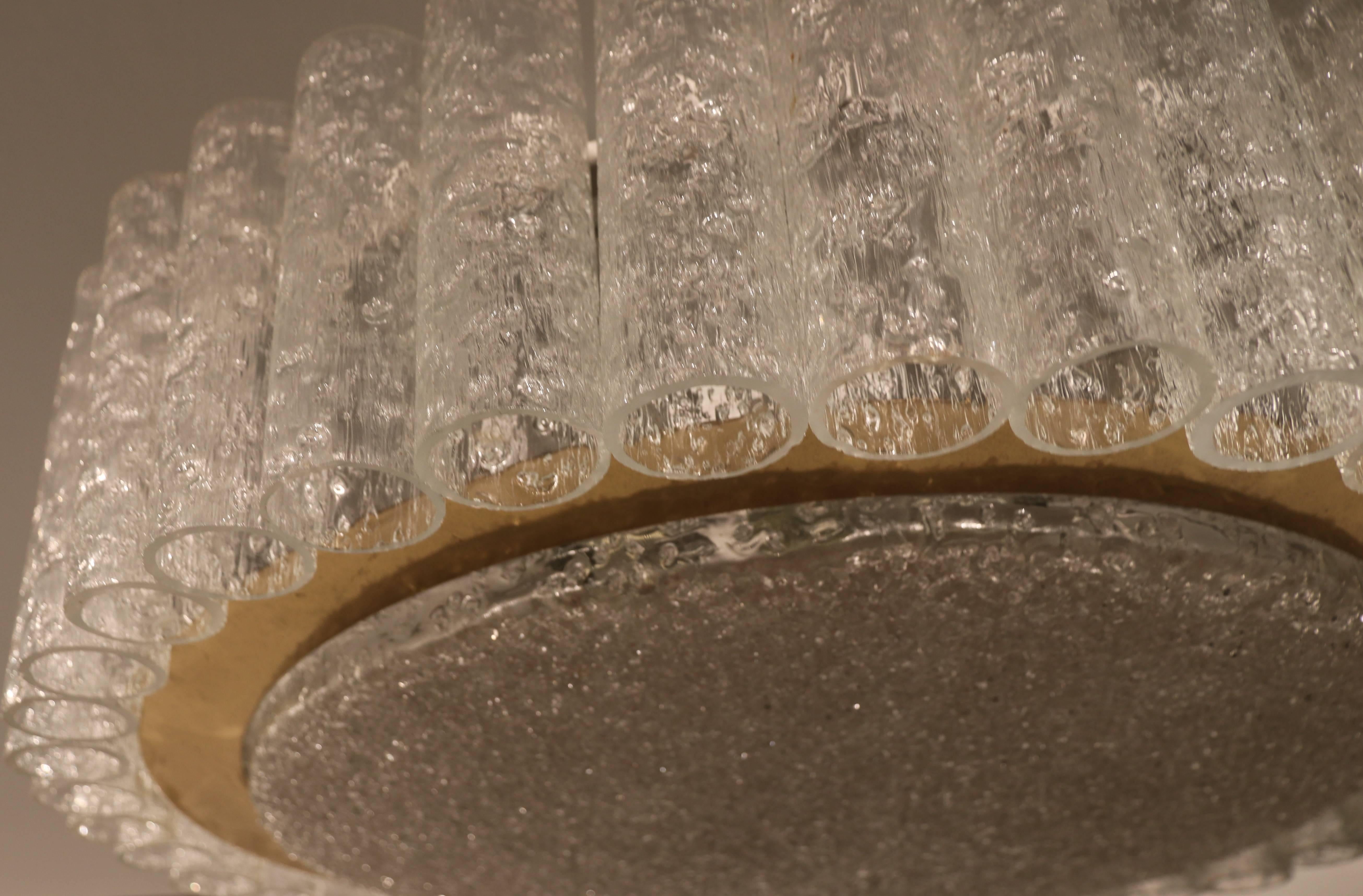 Two Stunning Large Doria Leuchten Flush Mount Ice Glass Lamp For Sale 3
