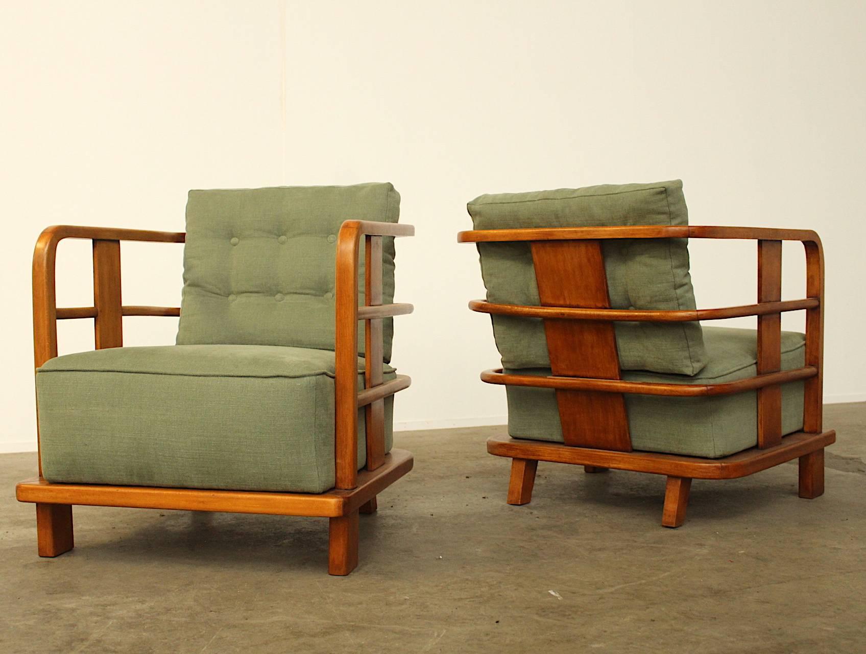 Mid-20th Century Pair of Armchairs Easy Chairs, Attributed to Jean Royere, France, Mid-1940s For Sale