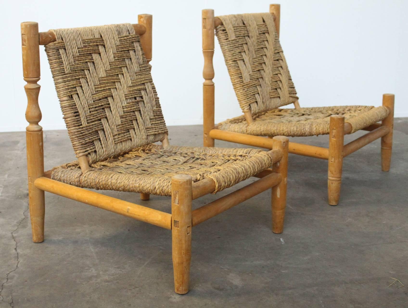 Mid-Century Modern Charlotte Perriand Style Pair of Easy Chairs