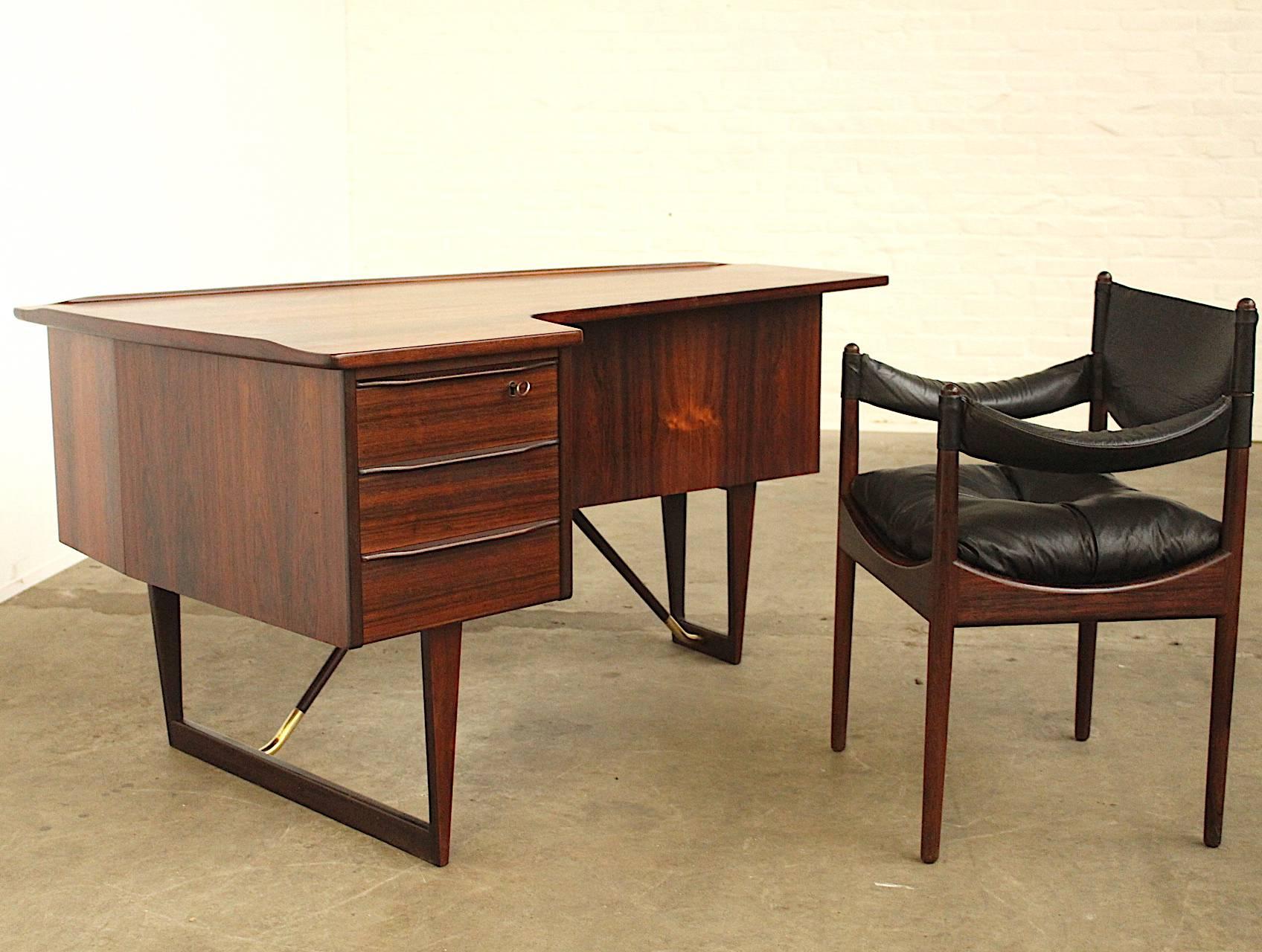 Danish Writing Desk by Peter Lovig Nielsen for Hedensted and Kristian Vedel Chair For Sale