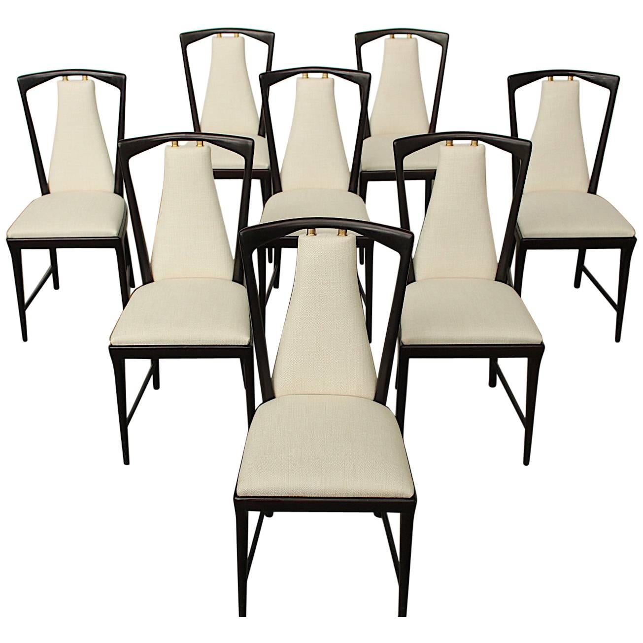 Set of Eight Mahogany Osvaldo Borsani Dining Chairs
