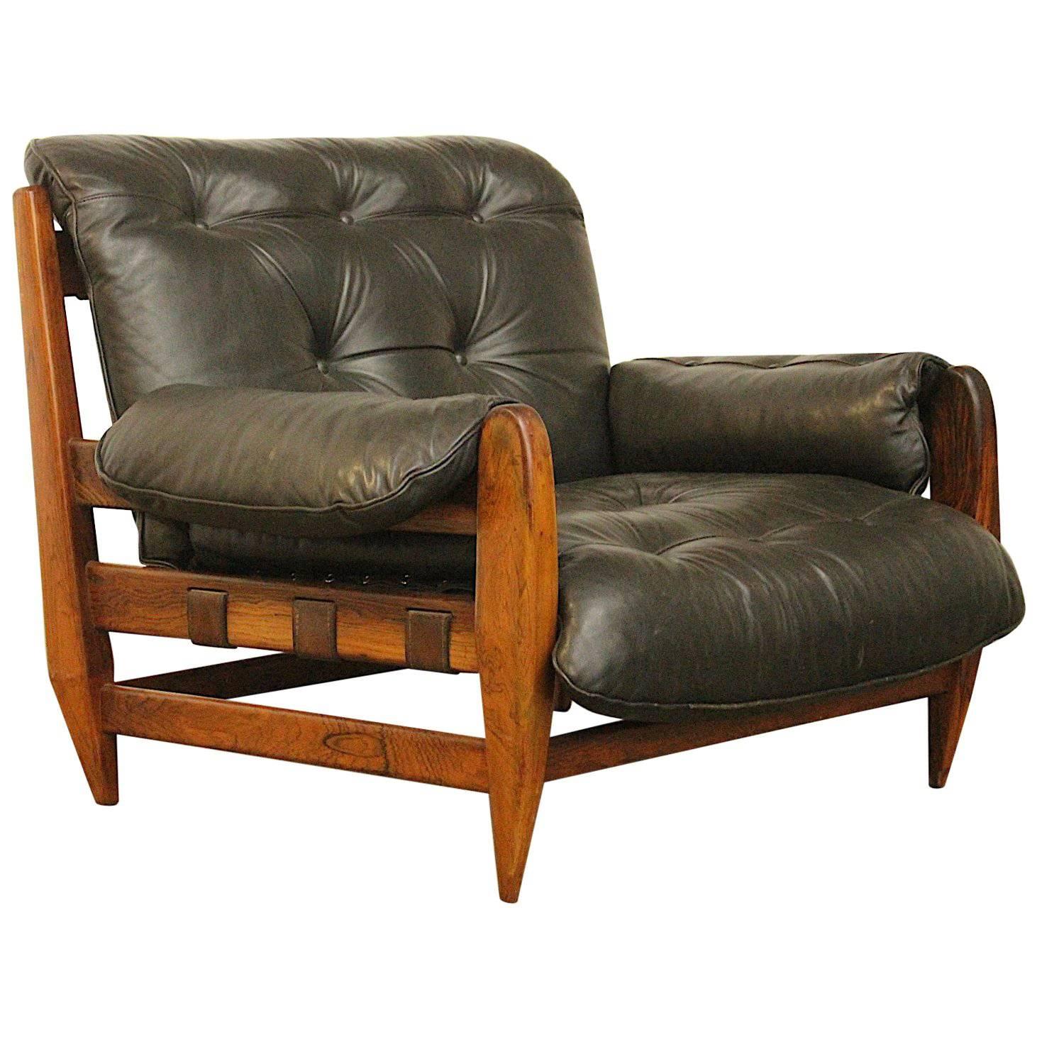 Rare Jean Gillon Rodeio Lounge Chair for Italma Wood Art For Sale