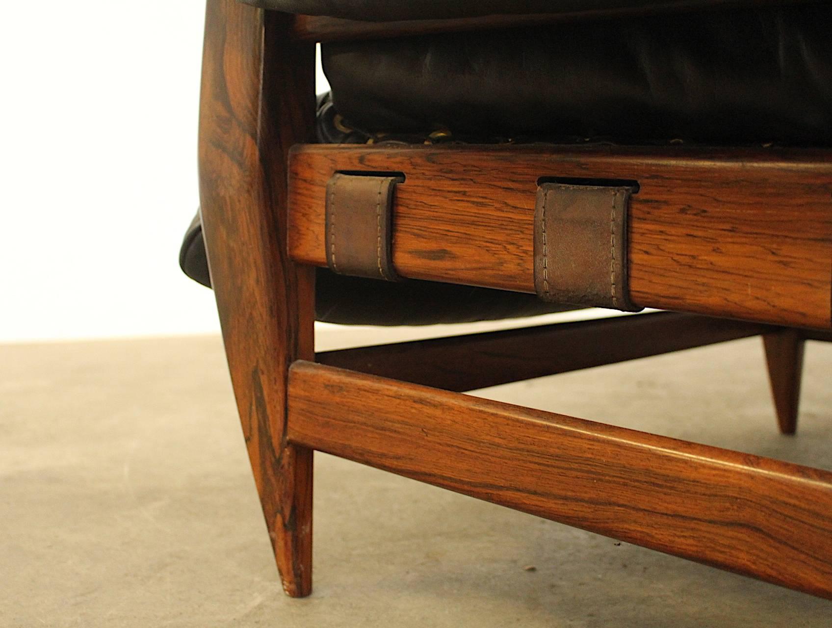 Leather Rare Jean Gillon Rodeio Lounge Chair for Italma Wood Art For Sale