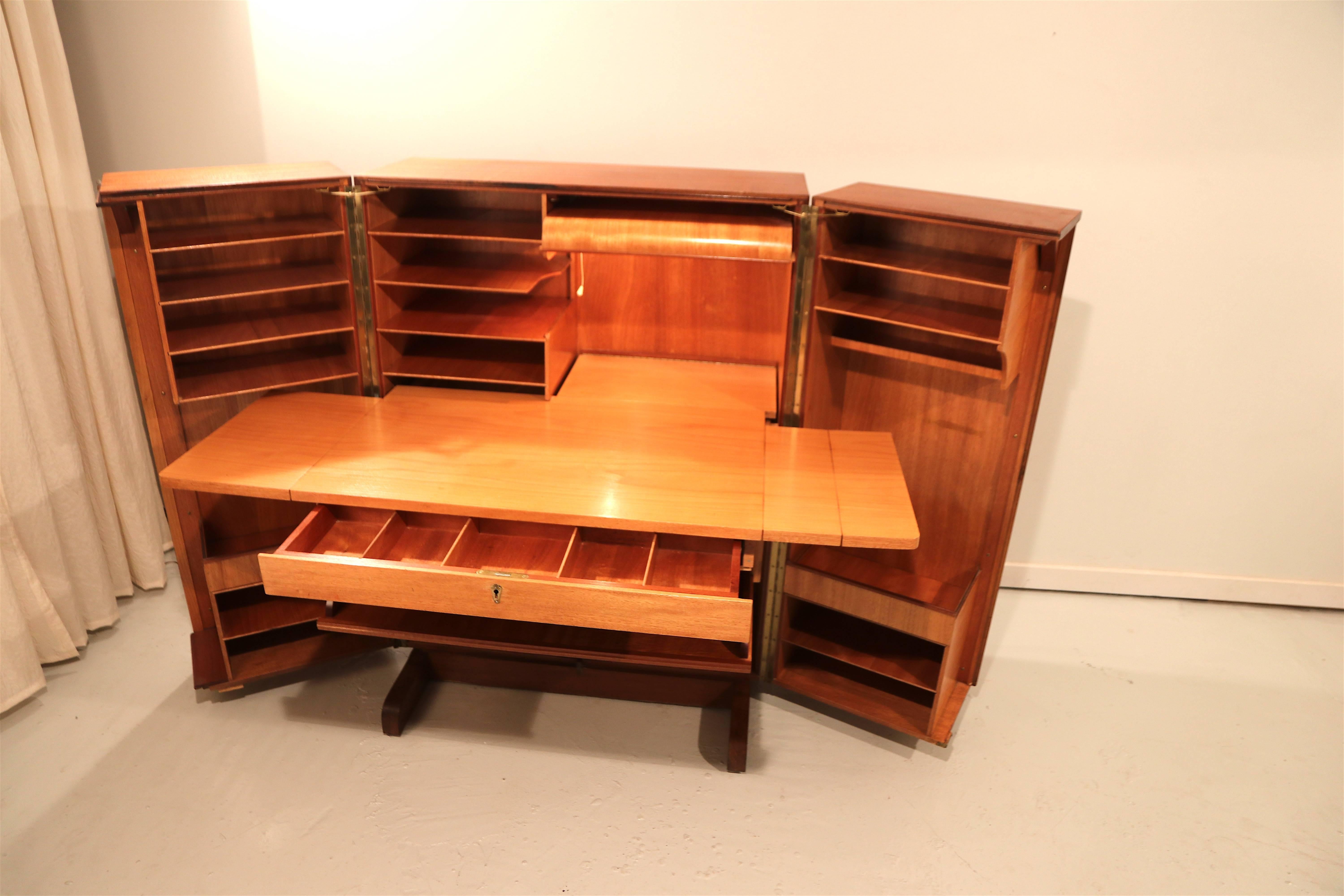 Mid-Century Modern Mummenthaler and Meier Magic Box, Desk in a Box Closable Working Station For Sale