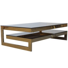 Maison Jansen G-Shaped 23-Carat Gold-Plated Two-Tier Coffee Table