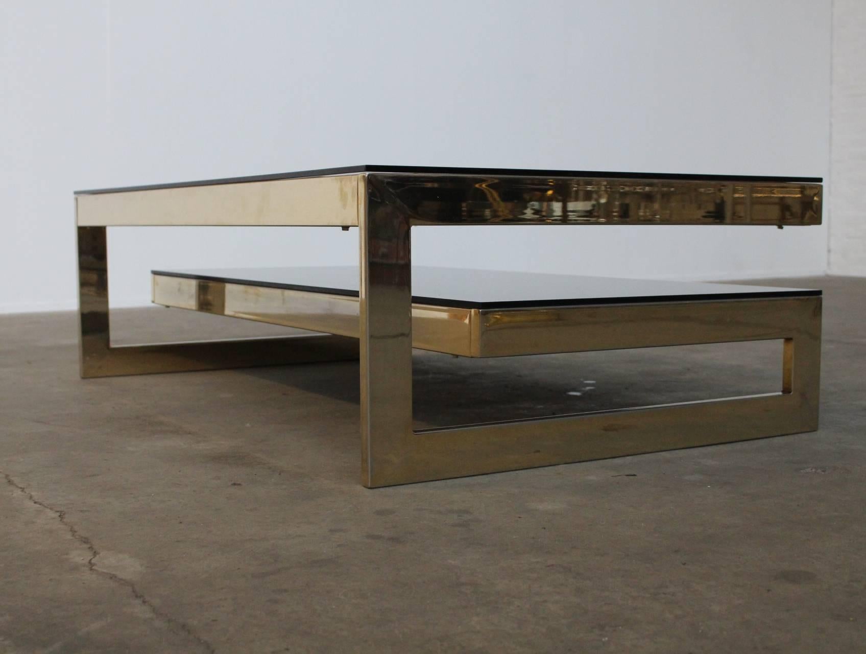Mid-Century Modern Maison Jansen G-Shaped 23-Carat Gold-Plated Two-Tier Coffee Table