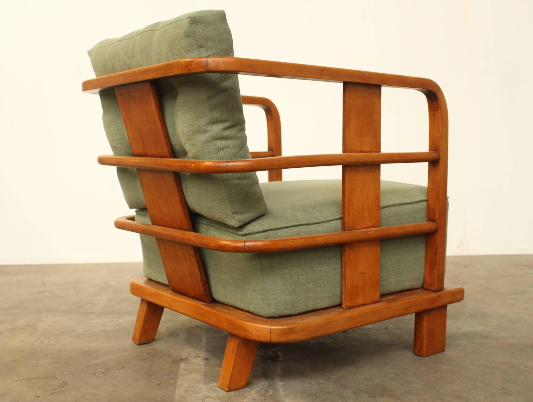 French Pair of Lounge Easy Chairs, Attributed to Jean Royere, France, 1930s For Sale