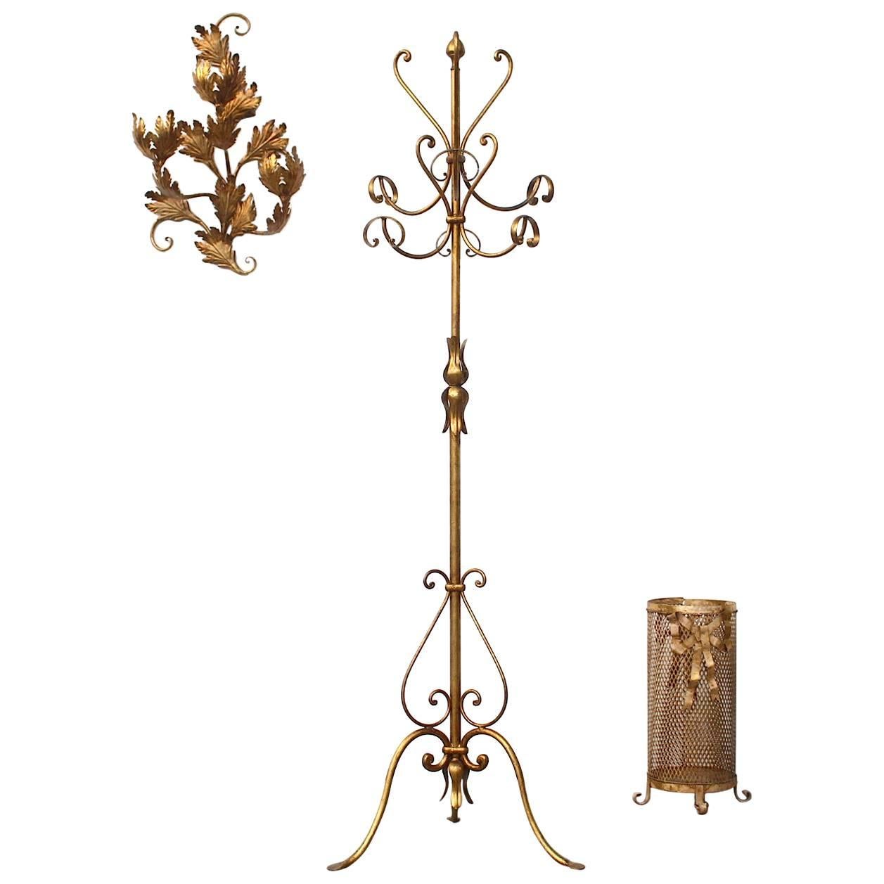 Entrance Hall Set Consisting of Coat Stand, Umbrella Rack and Wall Sculpture For Sale