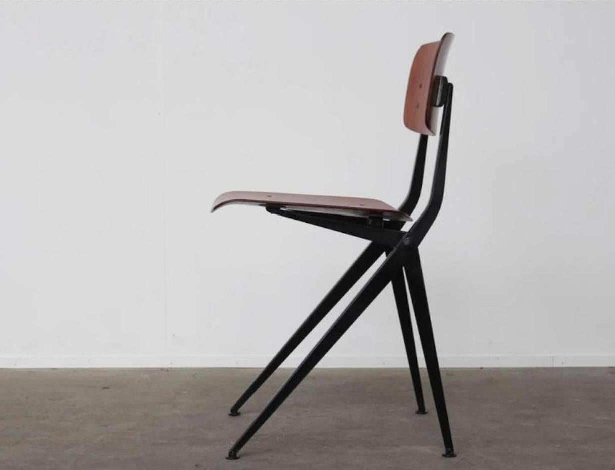 Dutch Jean Prouvé Style Rare Compass Leg Dining Chairs