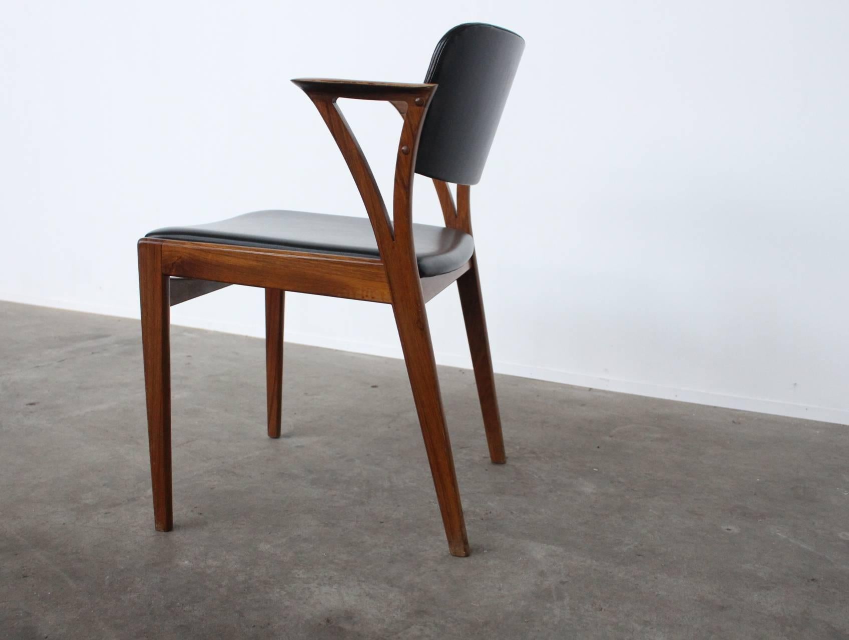 Set of Six Rosewood Kai Kristiansen Signed Bovenkamp Dining Chairs, Denmark In Excellent Condition In Amsterdam, NL