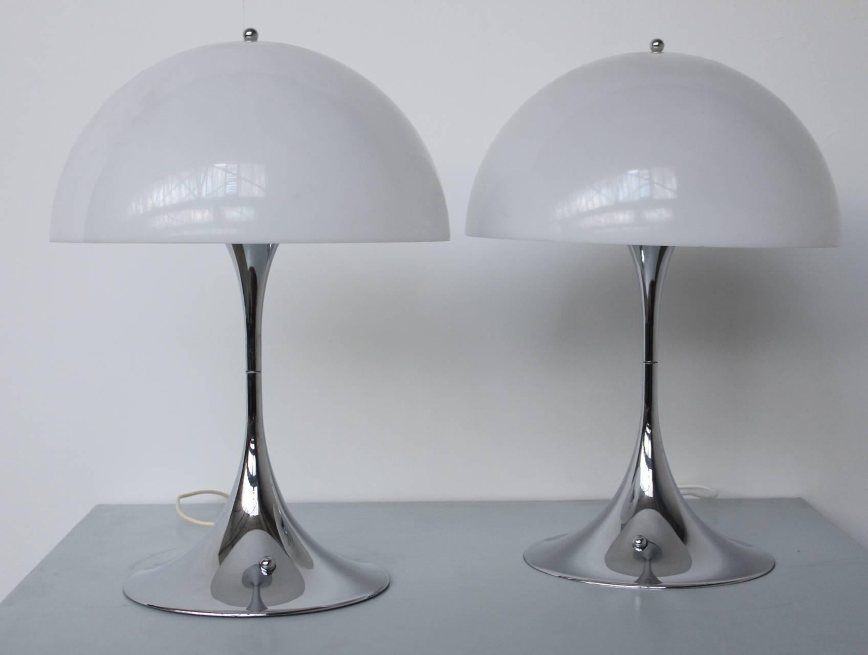 Verner Panton for Louis Poulsen very rare pair of Chrome Panthella In Excellent Condition In Amsterdam, NL