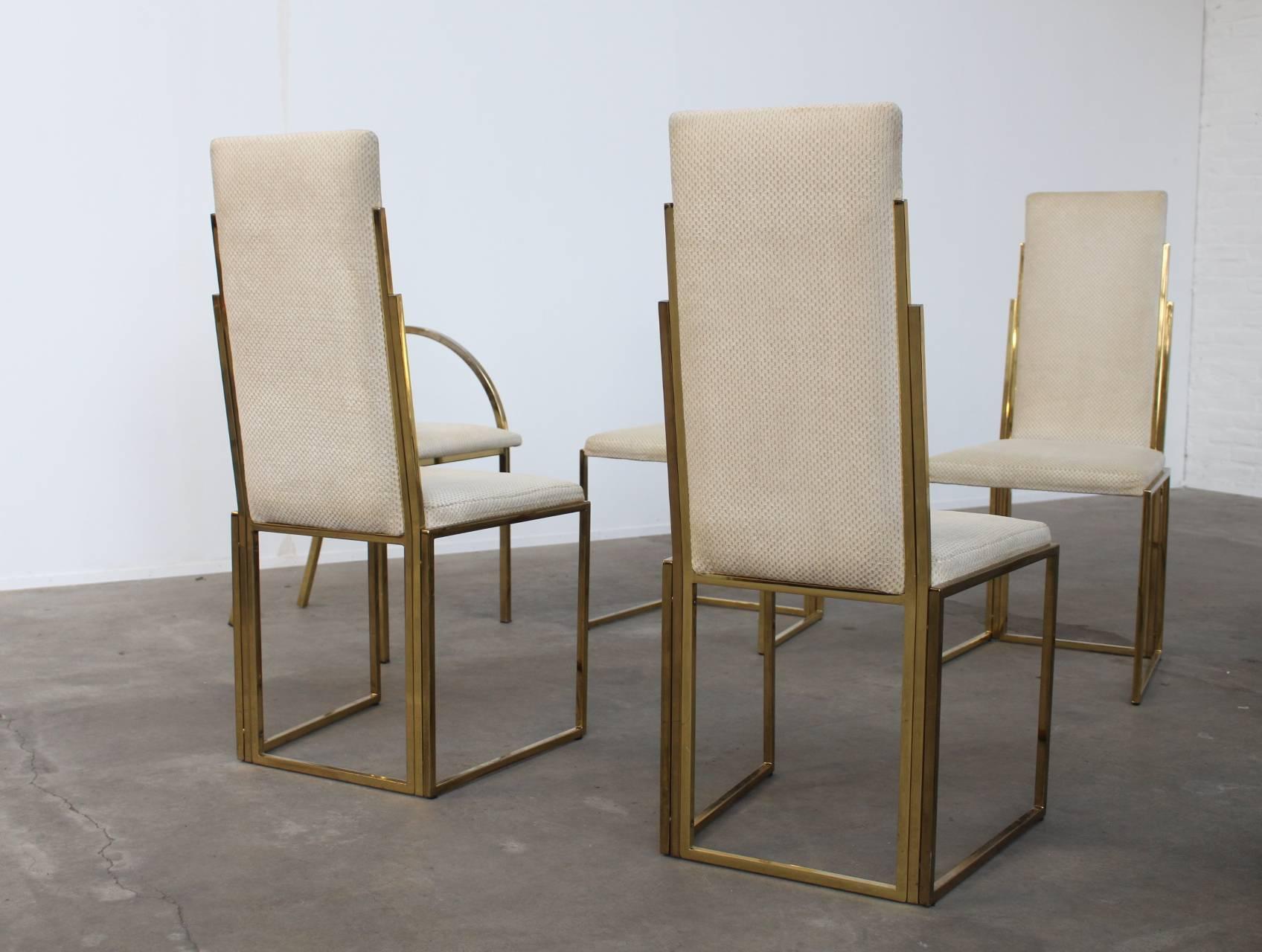Mid-Century Modern Set of 8 Romeo Rega Brass Dining Chairs, Italy, 1970s