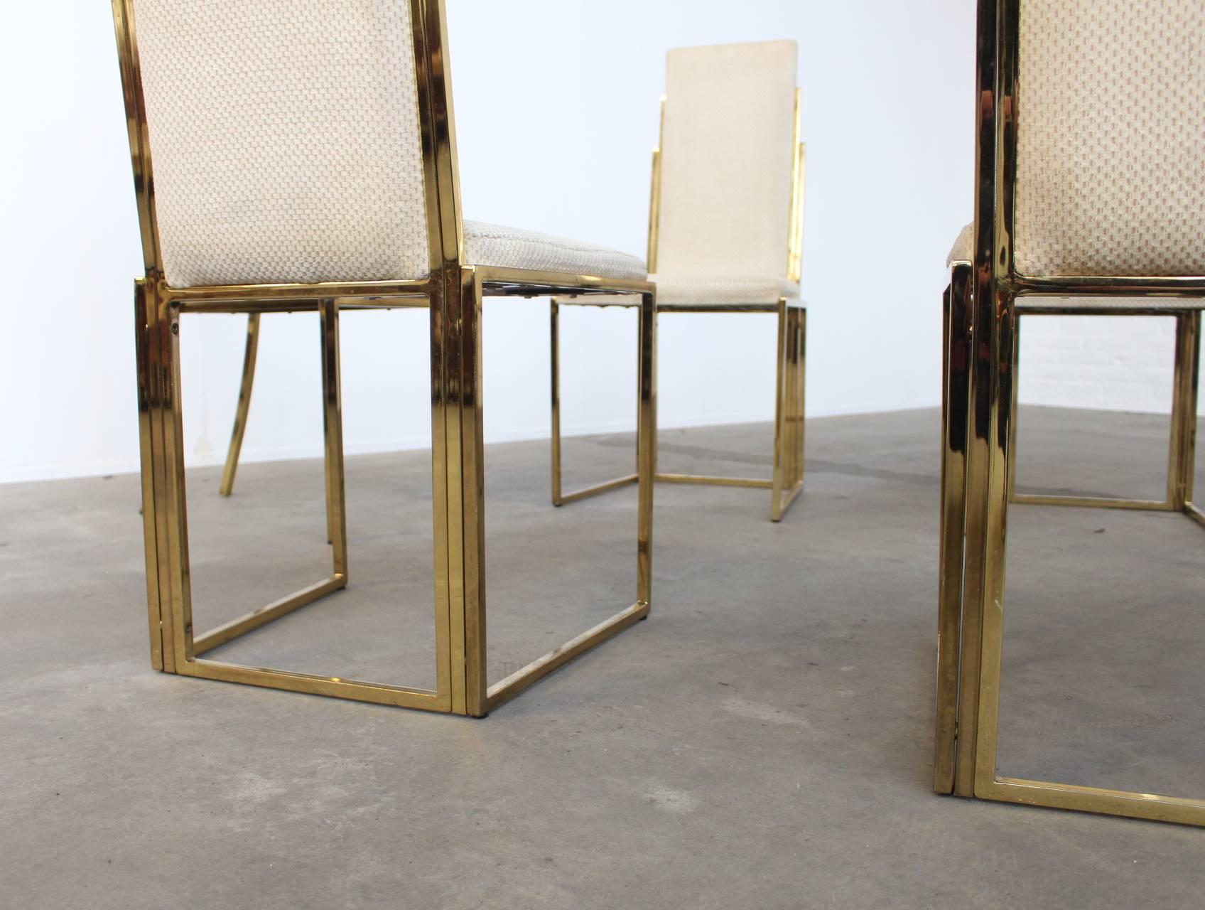 Set of 8 Romeo Rega Brass Dining Chairs, Italy, 1970s In Excellent Condition In Amsterdam, NL