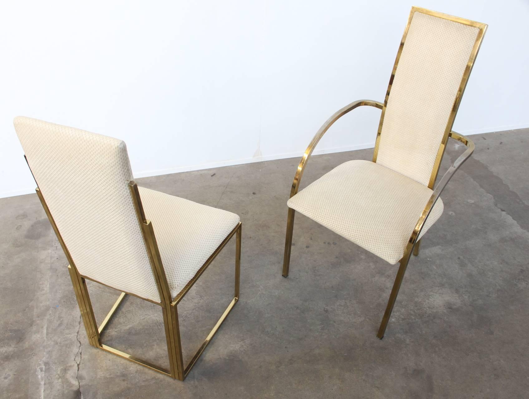Set of 8 Romeo Rega Brass Dining Chairs, Italy, 1970s 2