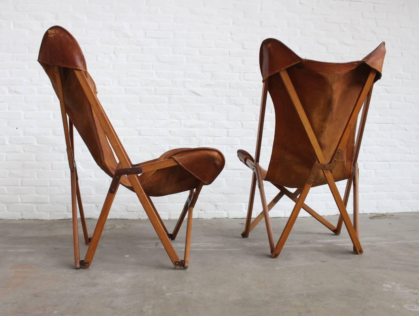 An extremely rare set of the 'Tripolina' folding chair designed by Joseph B. Fenby.

The Tripolina chair was made from prior to WWII by the firm of Viganò in Tripoli, Libya, for the expatriate Italian market as a camping chair of great stability