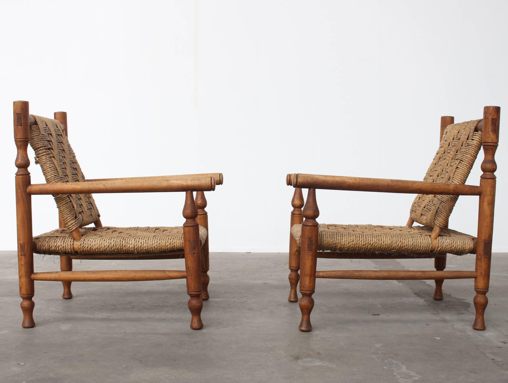 Ash Charlotte Perriand Style Easy Chairs France 1950s