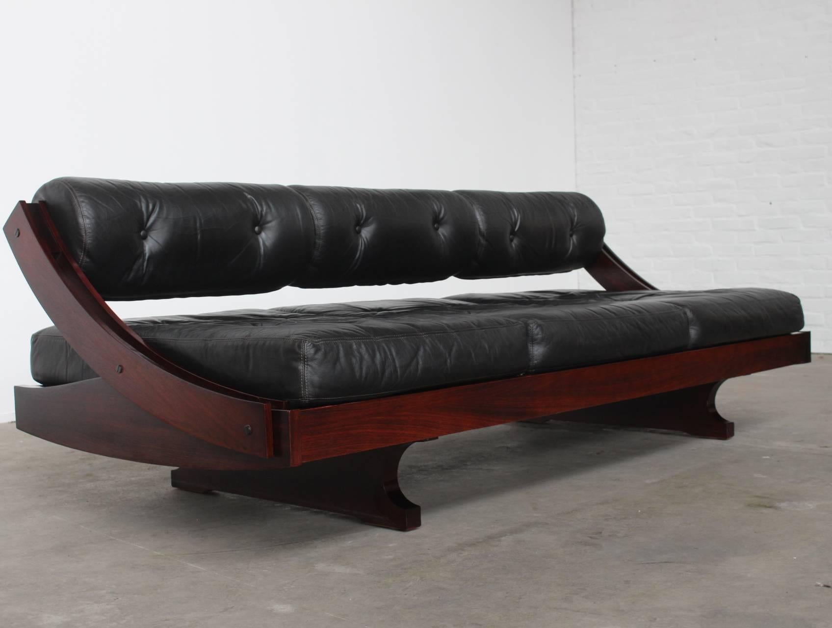 Gianni Songia for Sormani Three-Seat Black Leather Sofa and Daybed 2