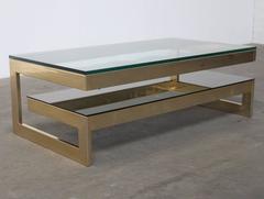 G-Shaped 23 Carat Gold-Plated Two-Level Coffee Table, Maison Jansen Attributed