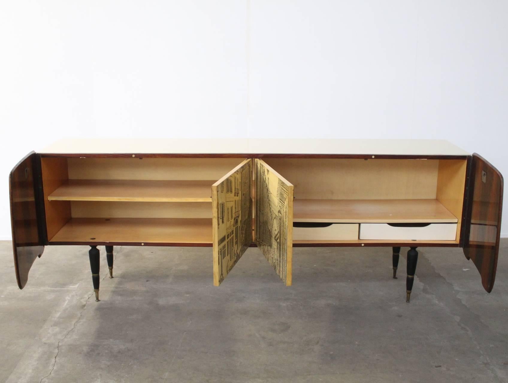Spectacular Italian Sideboard in the manner of Gio Ponti and Piero Fornasetti In Excellent Condition In Amsterdam, NL