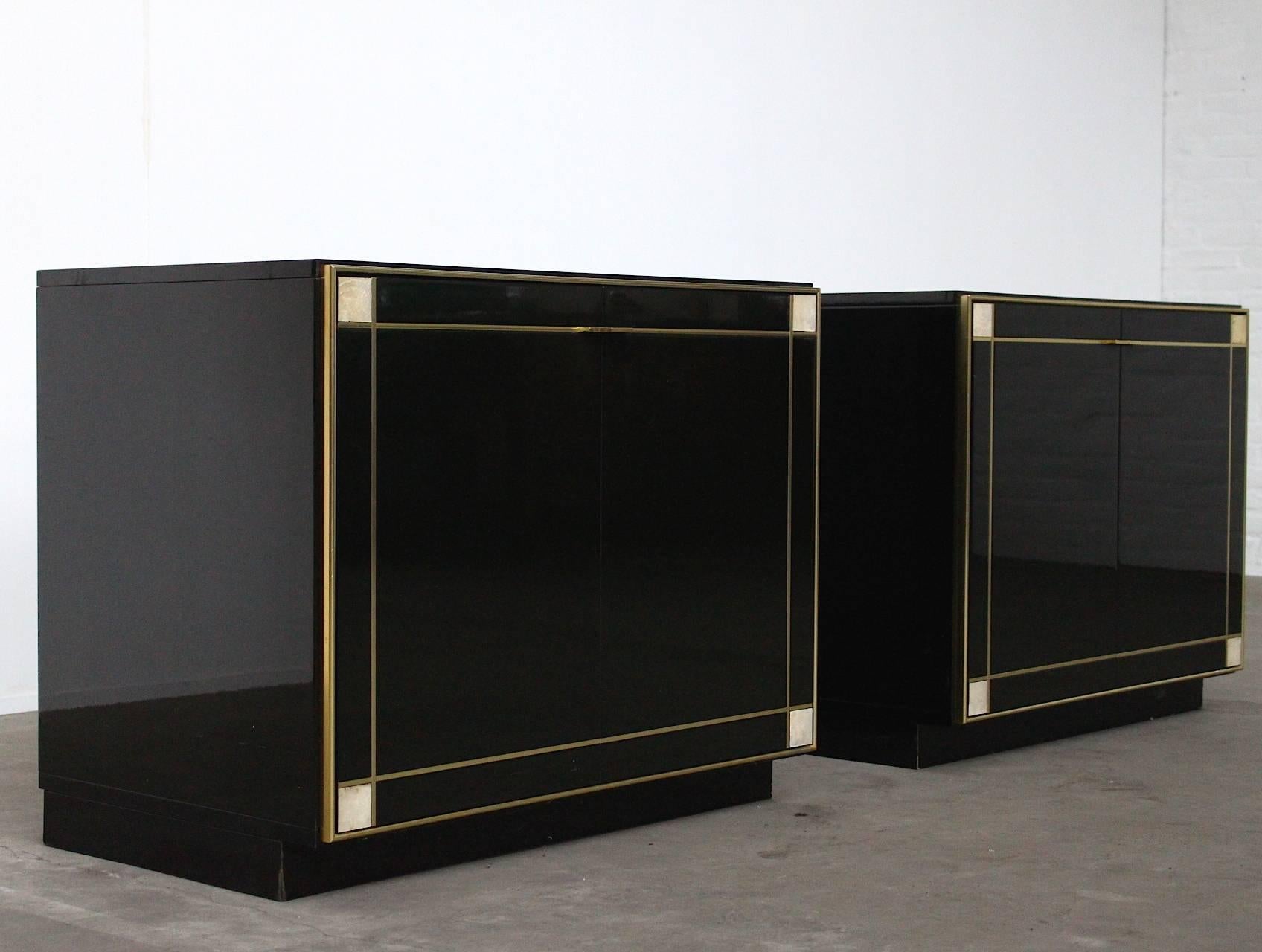 Mid-Century Modern Pair of Rare Willy Rizzo for Mario Sabot Piano Lacquer Cabinets