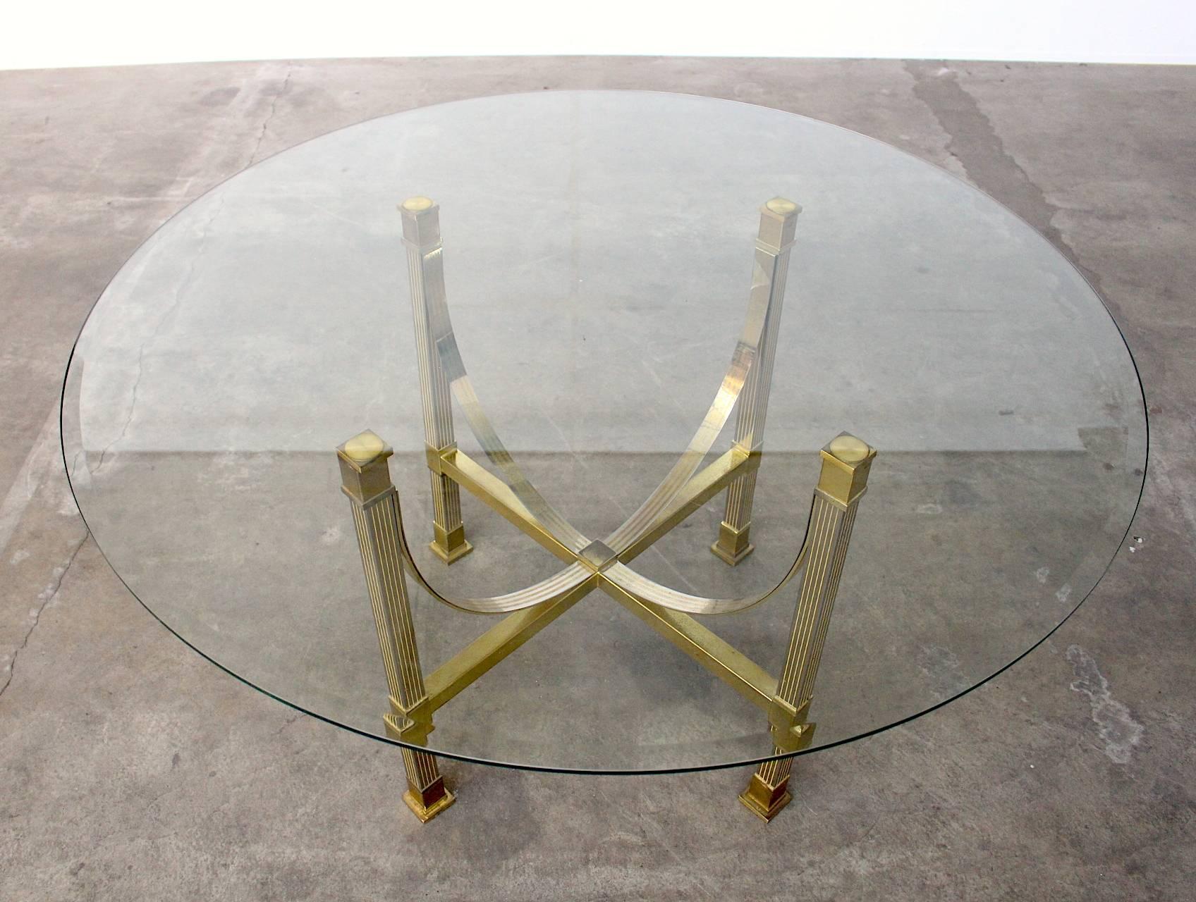 French Maison Jansen Brass and Glass Dining Table