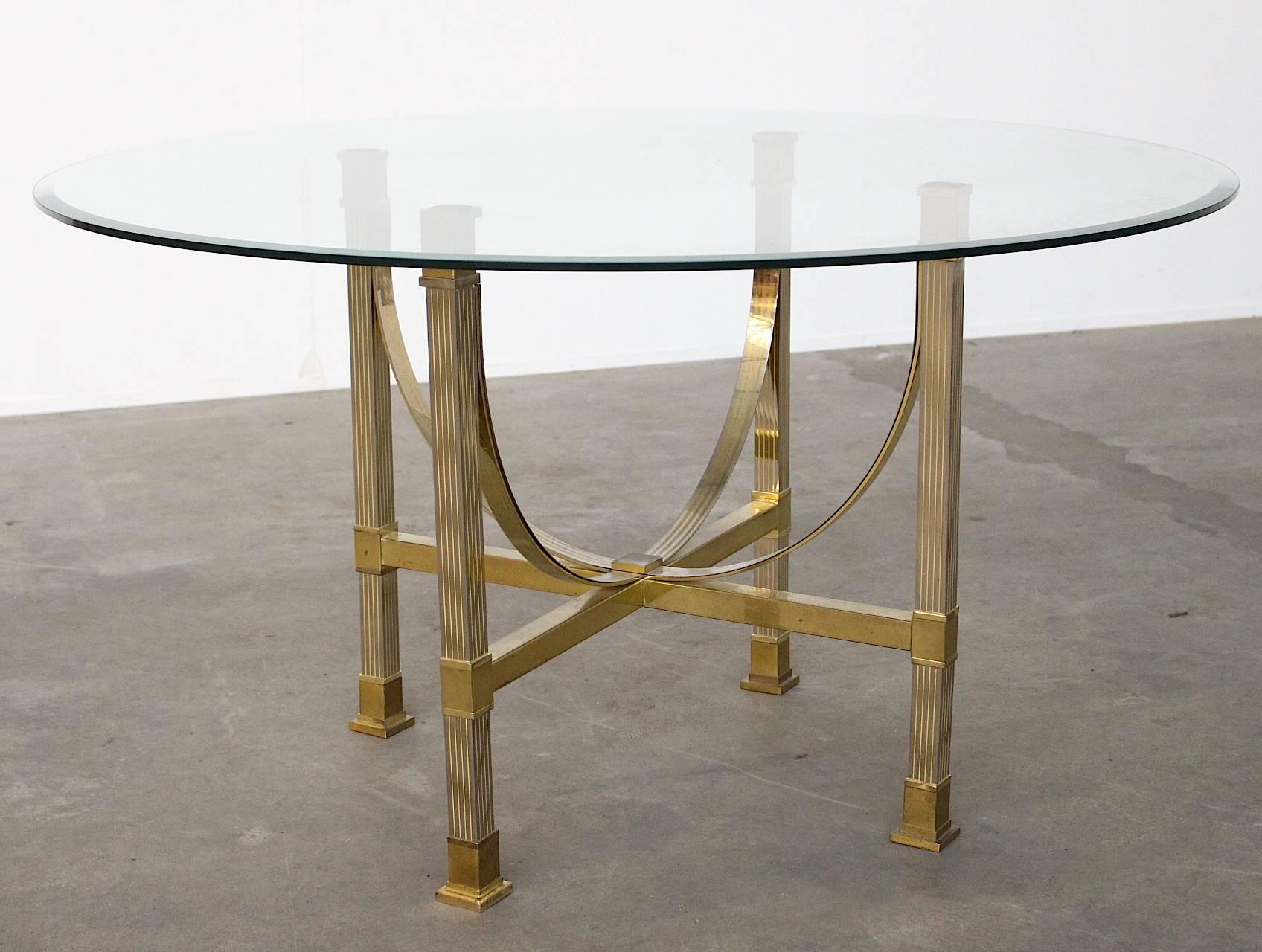 Late 20th Century Maison Jansen Brass and Glass Dining Table