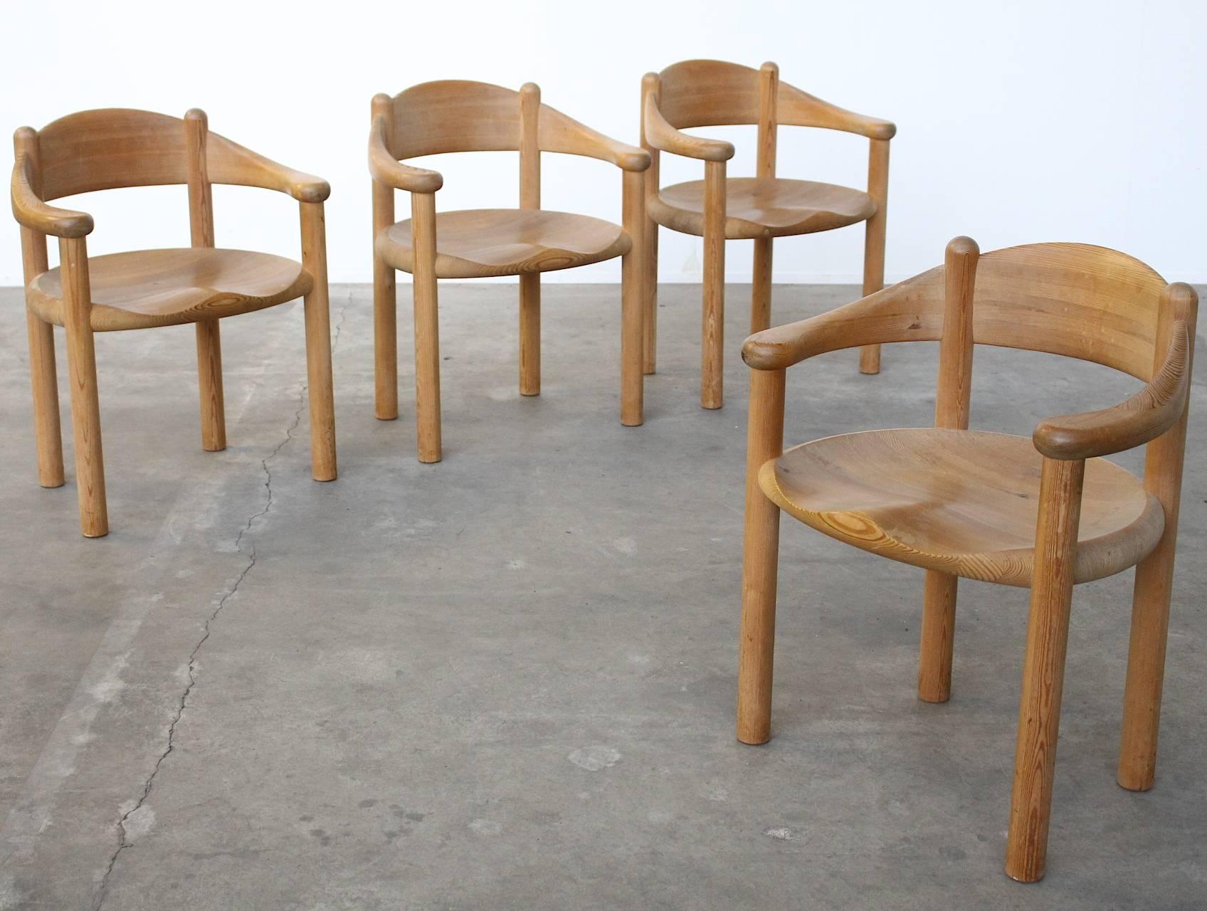 Rare Rainer Daumiller Pine Dining Set of a Table and Four Chairs In Good Condition In Amsterdam, NL