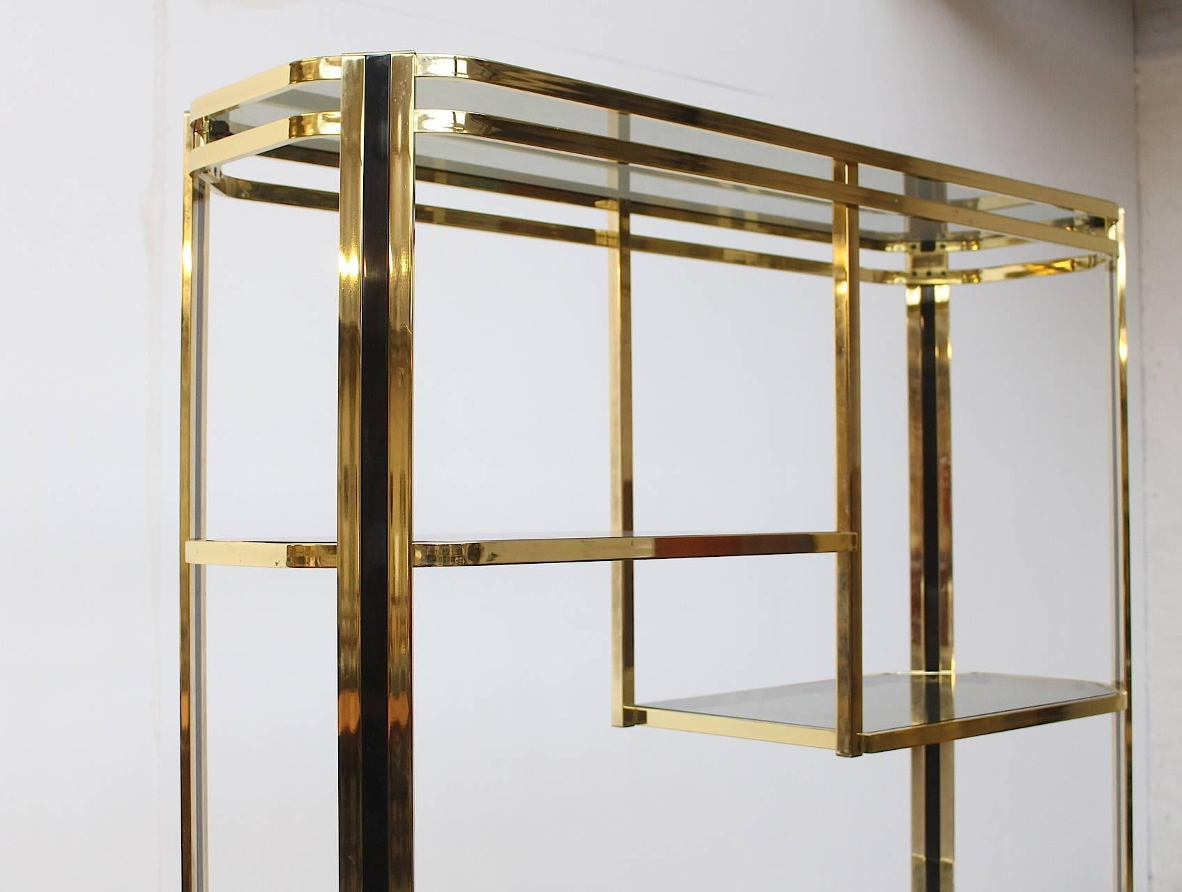 Hollywood Regency Brass Etagere or Showcase Vitrine in the Style of Romeo Rega