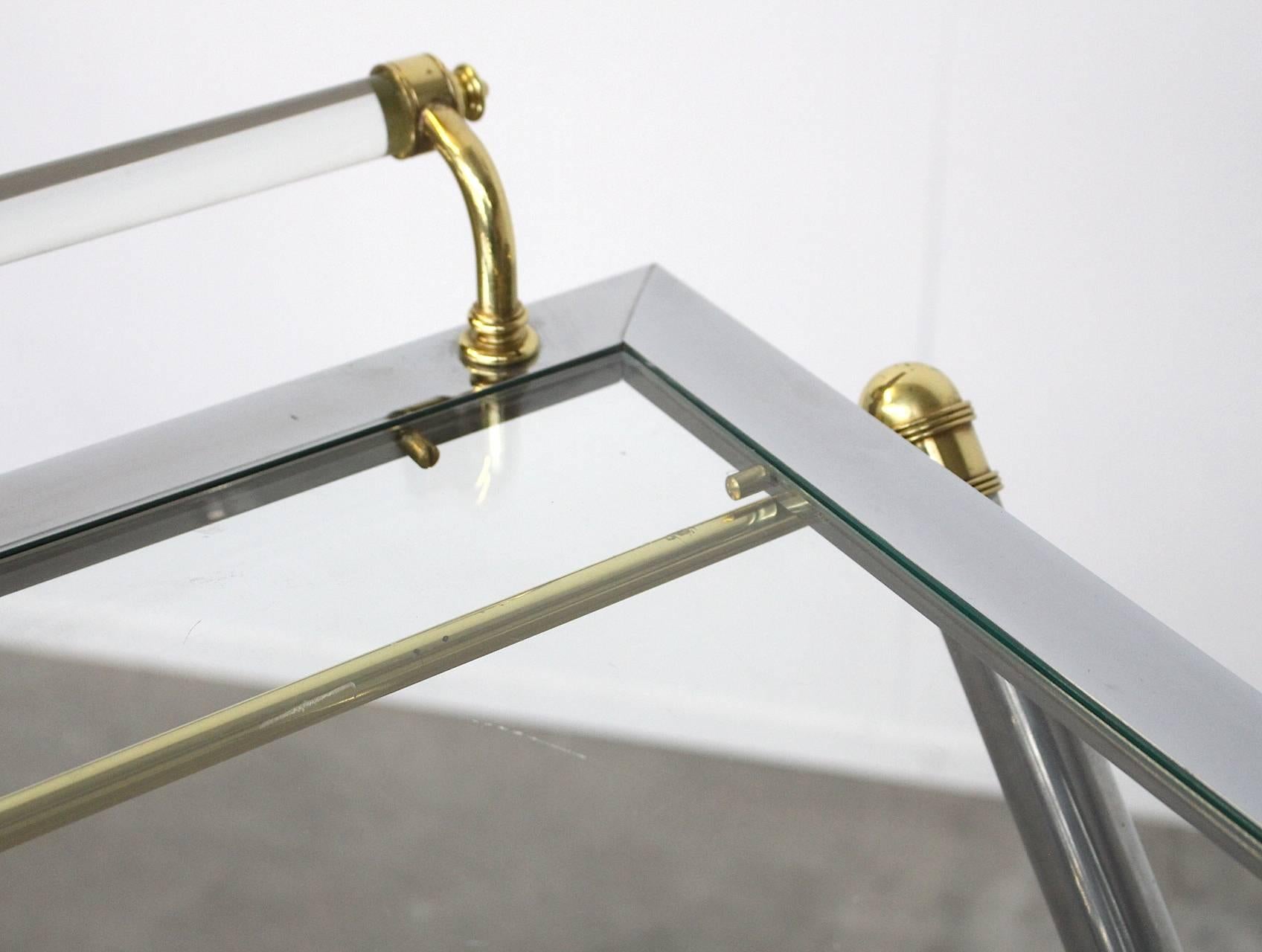 Serving Tray Table Brass and Glass by Charles Hollis Jones In Excellent Condition For Sale In Amsterdam, NL