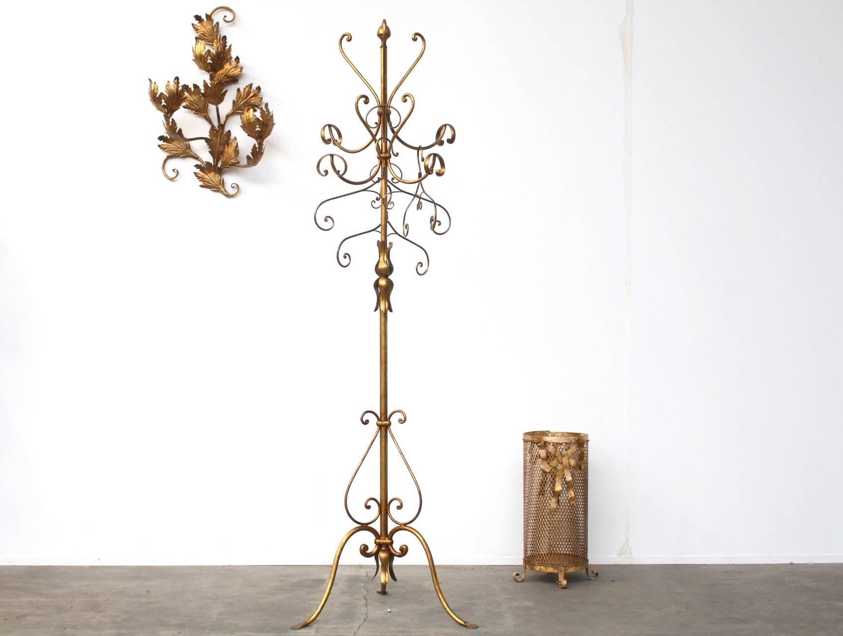 French Entrance Hall Set Consisting of Coat Stand, Umbrella Rack and Wall Sculpture