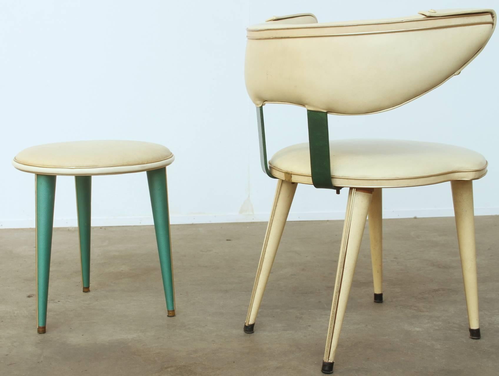 Italian Side Chair and Stool by Umberto Mascagni, Italy