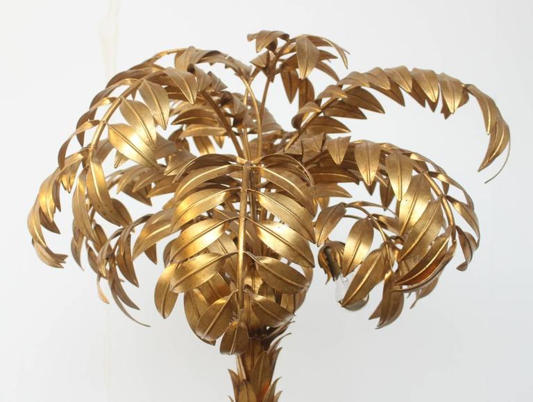 Hollywood Regency Huge Hans Kogl Gilt Metal Palm Floor Lamp For Sale