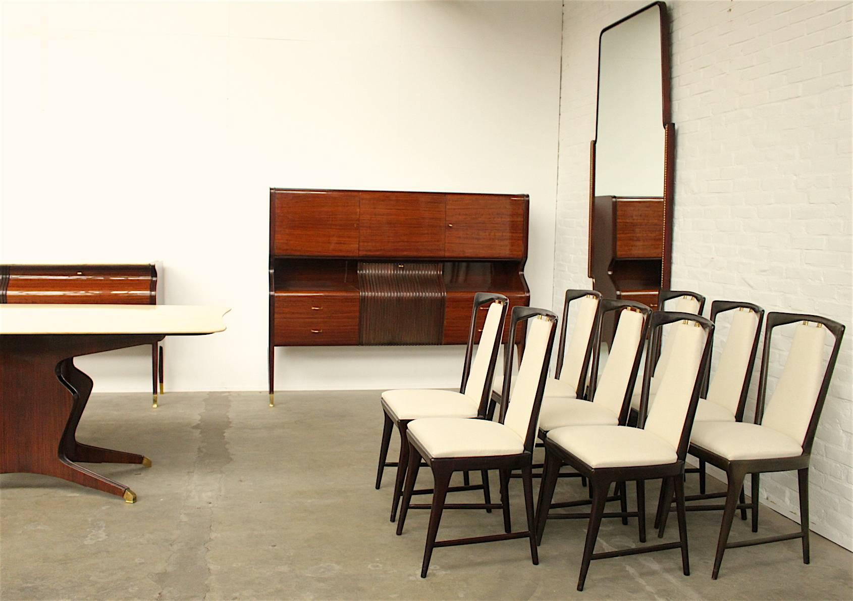 Italian Spectacular Fossati, Attilio & Arturo Complete Five Pieces Dining Room Suite For Sale