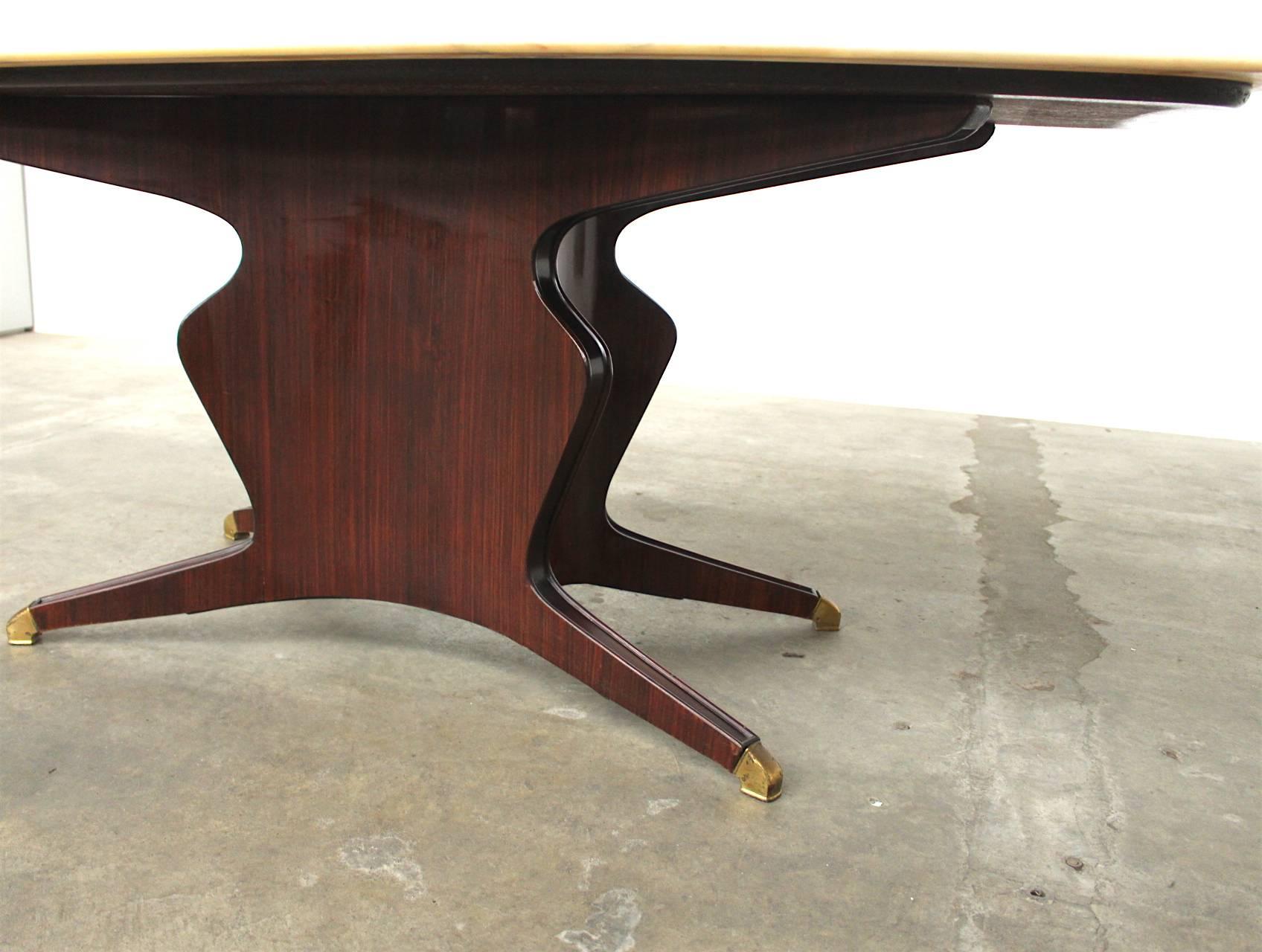 Wood Osvaldo Borsani Style Onyx Dining Table Suitable for Eight Chairs For Sale