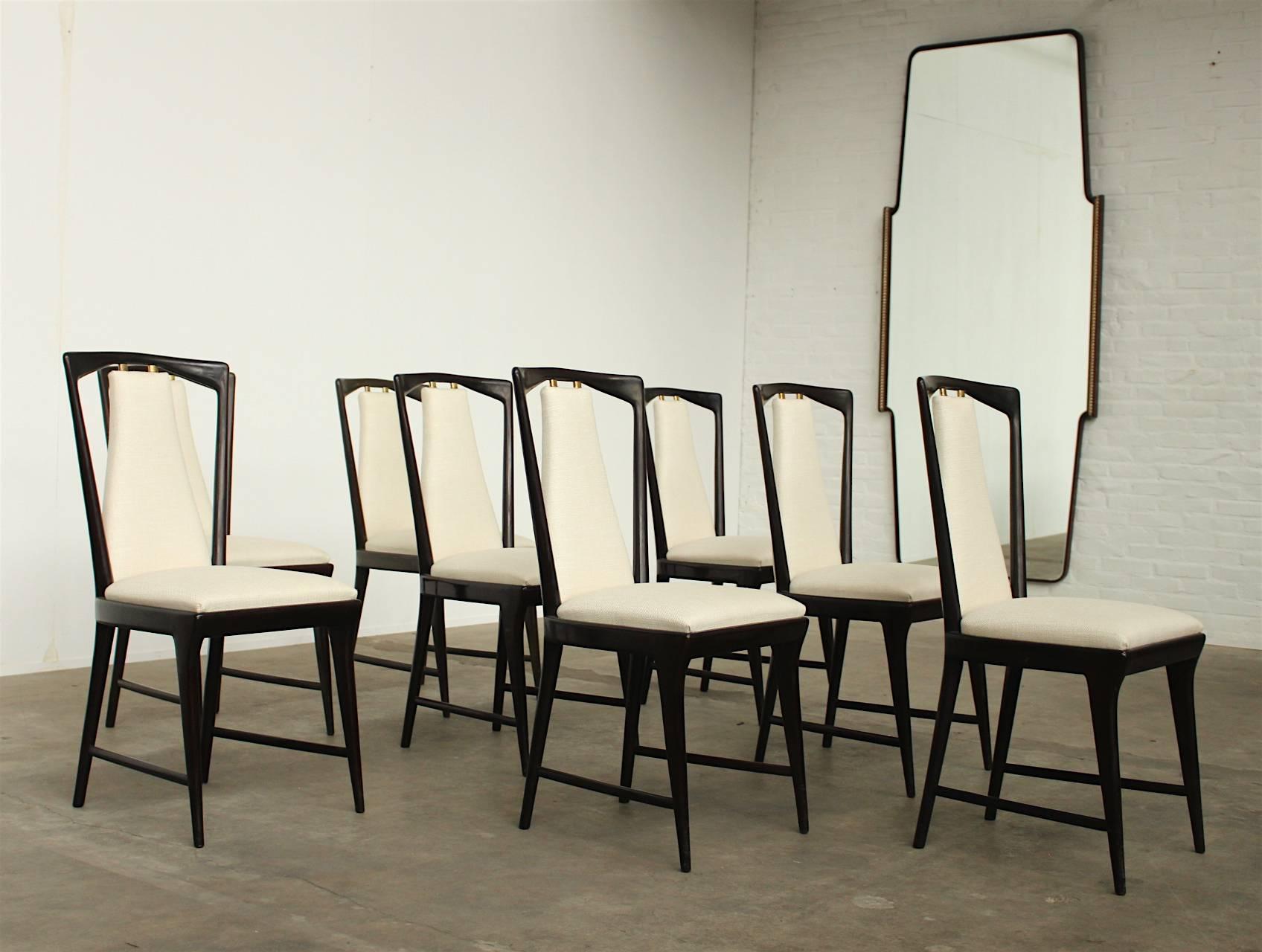 Mid-Century Modern Set of Eight Mahogany Osvaldo Borsani Dining Chairs
