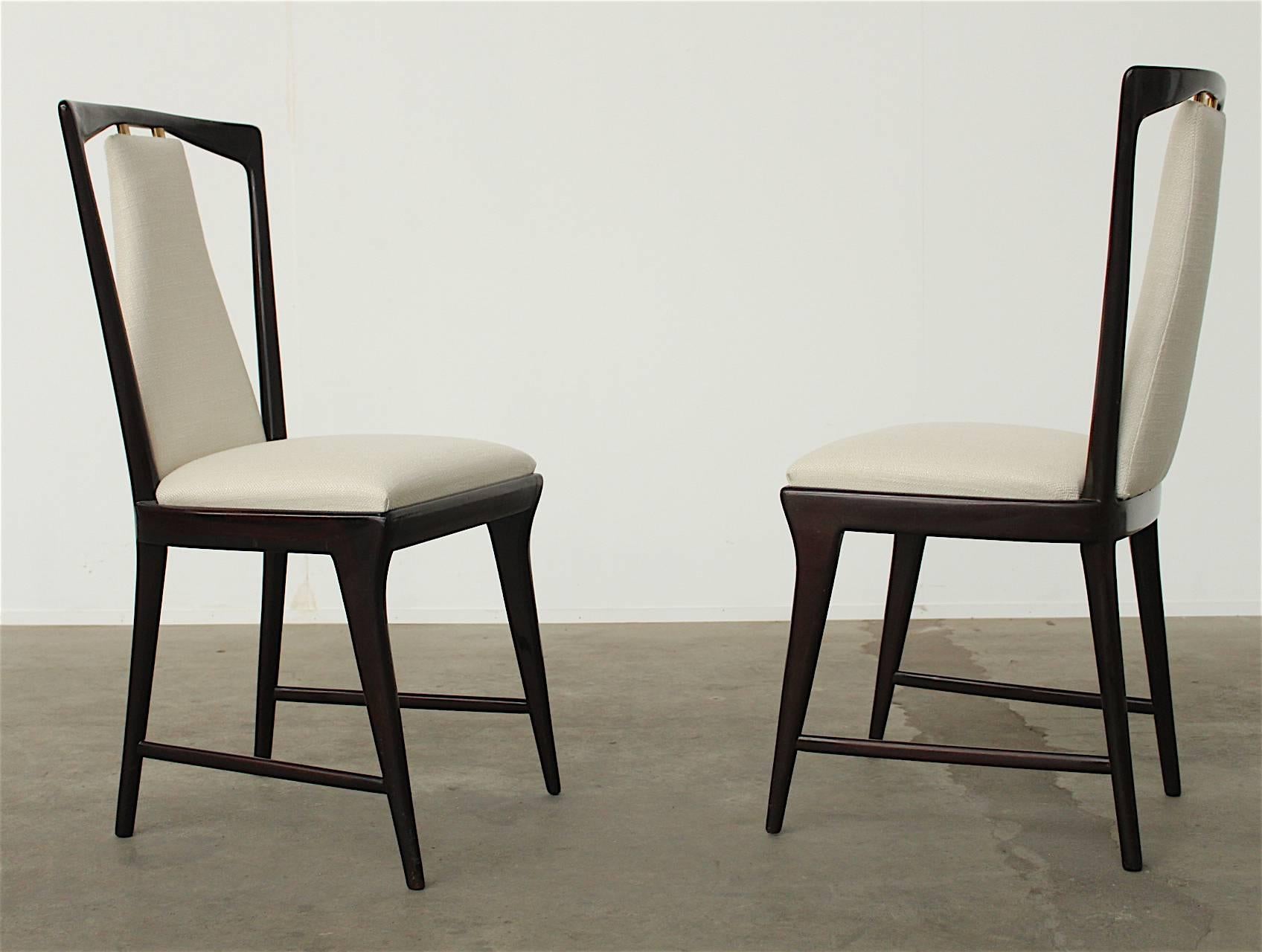 Italian Set of Eight Mahogany Osvaldo Borsani Dining Chairs