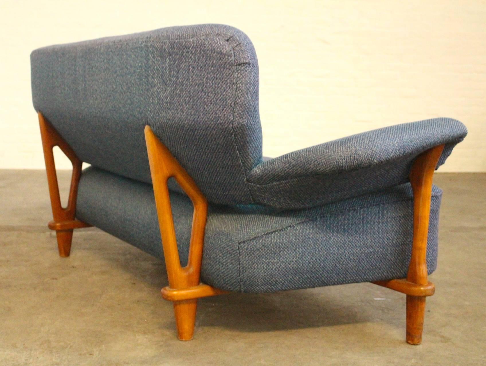 Fabric Rare Three-Seat Sofa Model 109 by Theo Ruth for Artifort, Dutch Design, 1950s For Sale