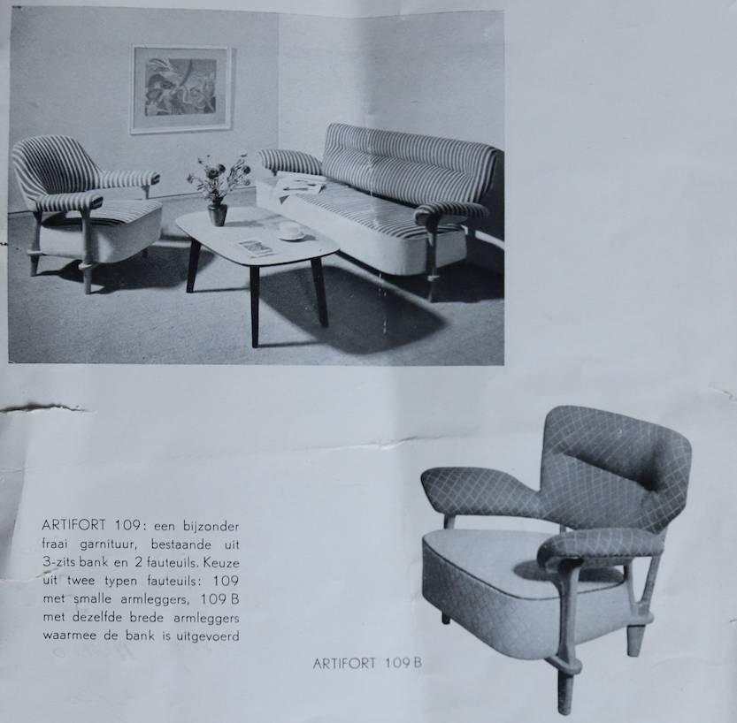 Rare Three-Seat Sofa Model 109 by Theo Ruth for Artifort, Dutch Design, 1950s For Sale 4