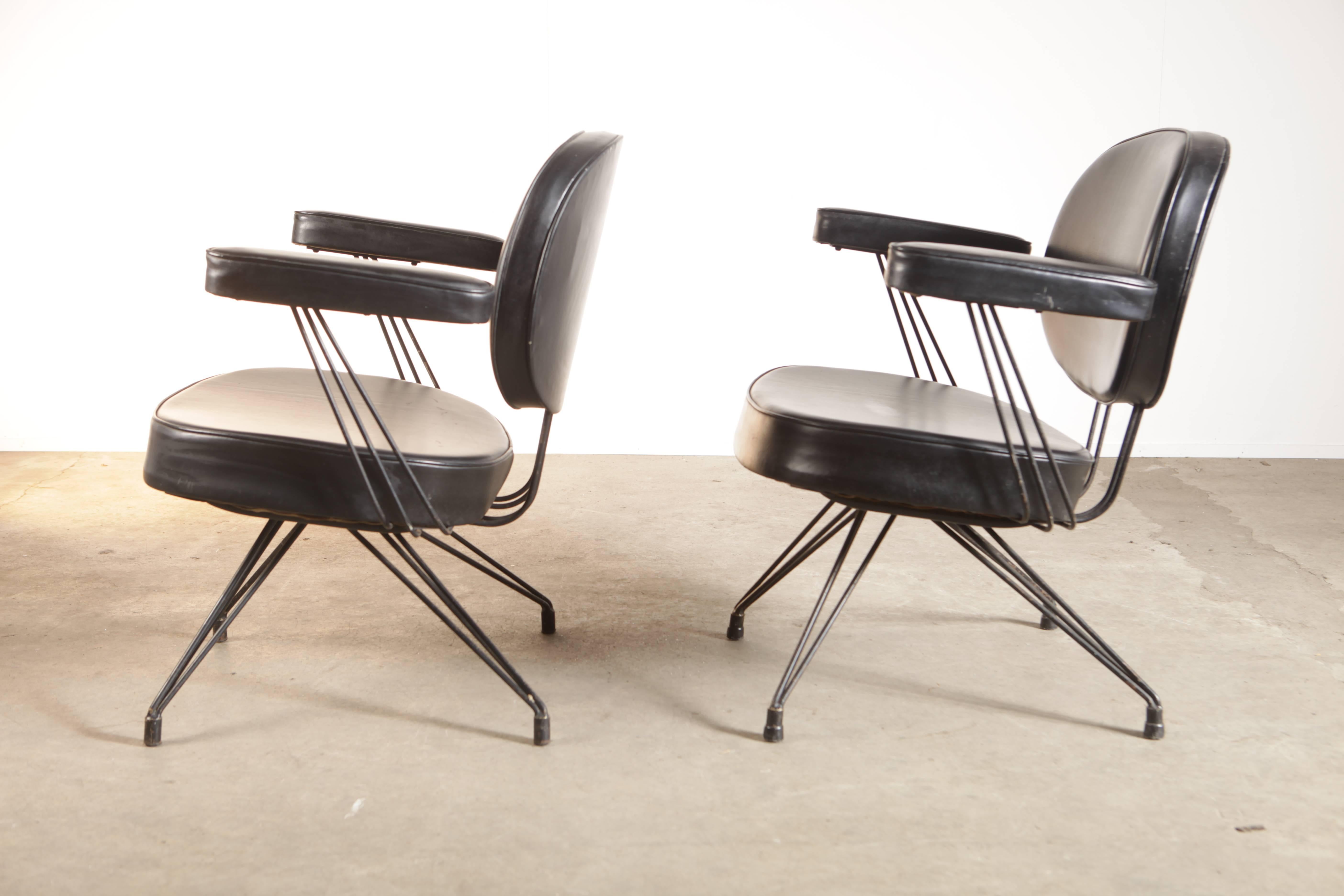 French Rare Pair of Pierre Paulin Arm Chairs for Thonet For Sale