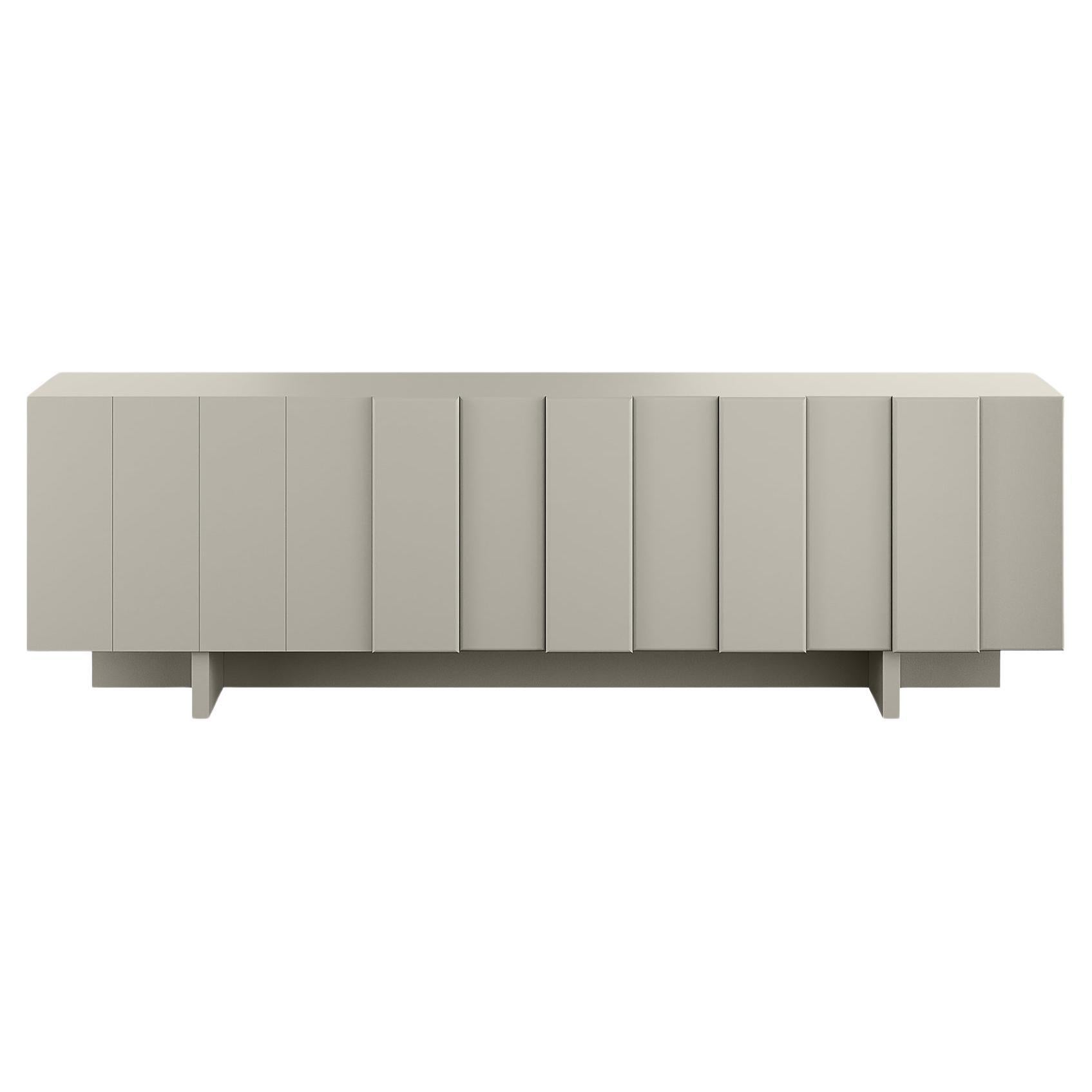 Contemporary Minimal Sideboard 3 Doors Wood Beige Mate Lacquer For Sale