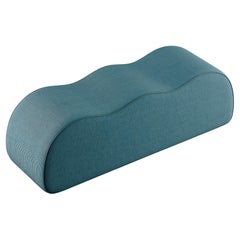 Minimal Modern Customizable Upholstered Wave Bench Light Blue Corduroy 
