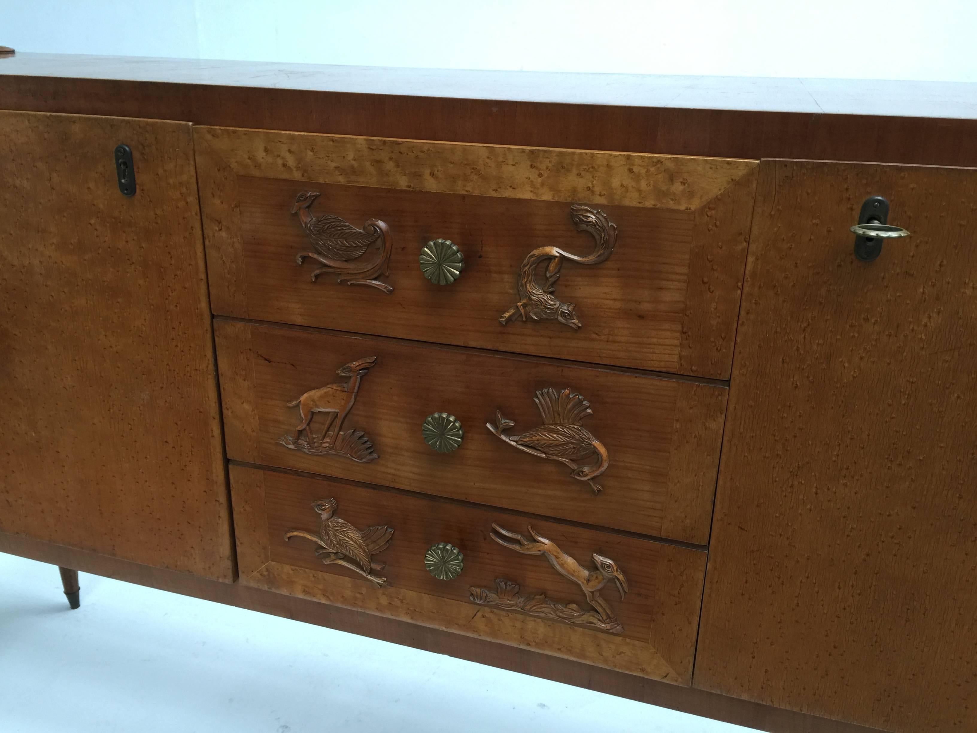 Carved Exquisite Credenza by Pier Luigi Colli for Fratelli Marelli, Cantu, Italy, 1950