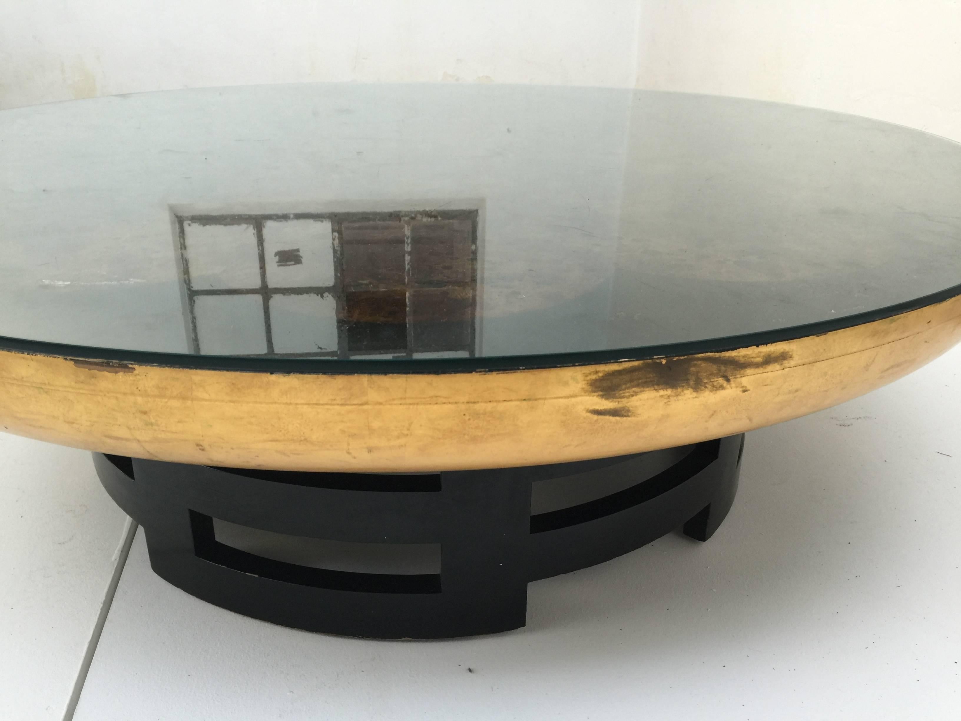 American 'Lotus' Gold leaf Muller & Barring Coffee Table for Kittinger USA, 1950s