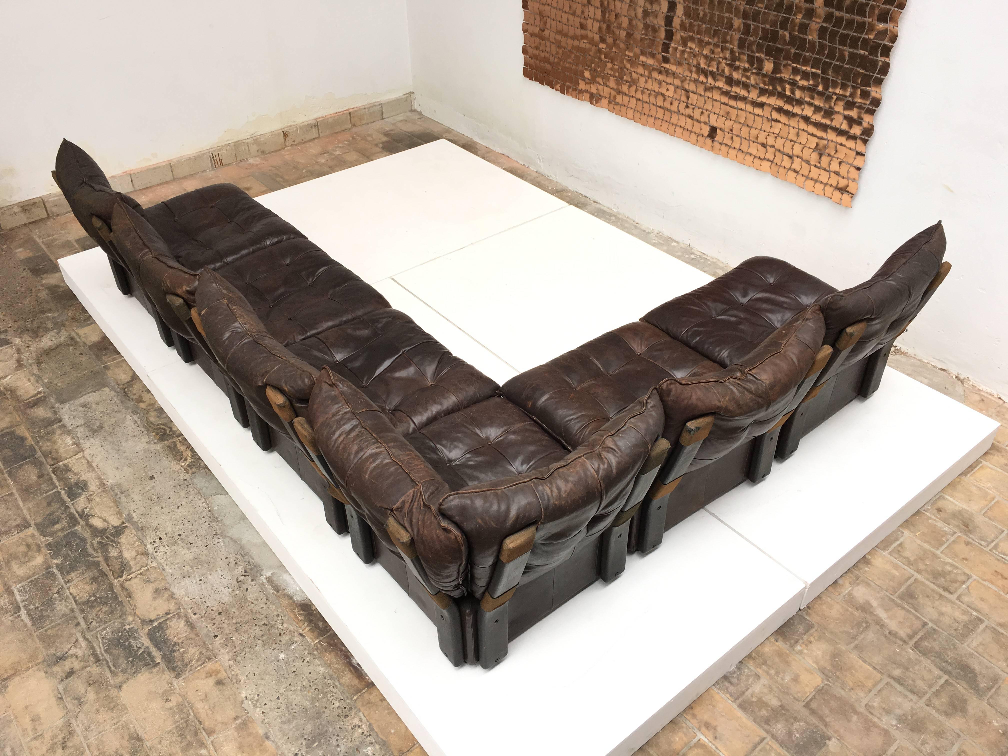 distressed leather sectionals