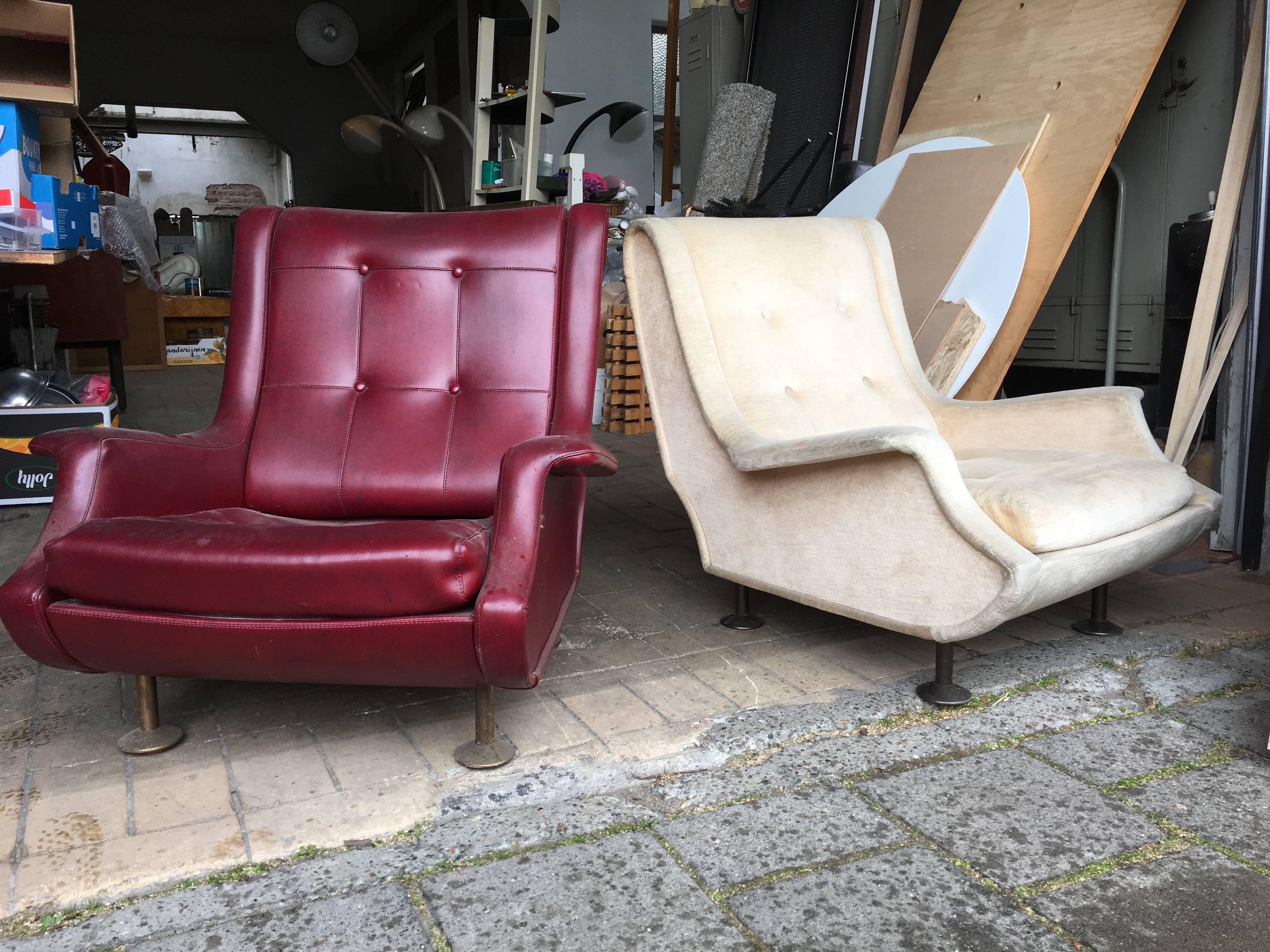 Fully Restored Zanuso Regent Chairs Pair Finished in Nappa Leather, Arflex, 1960 2