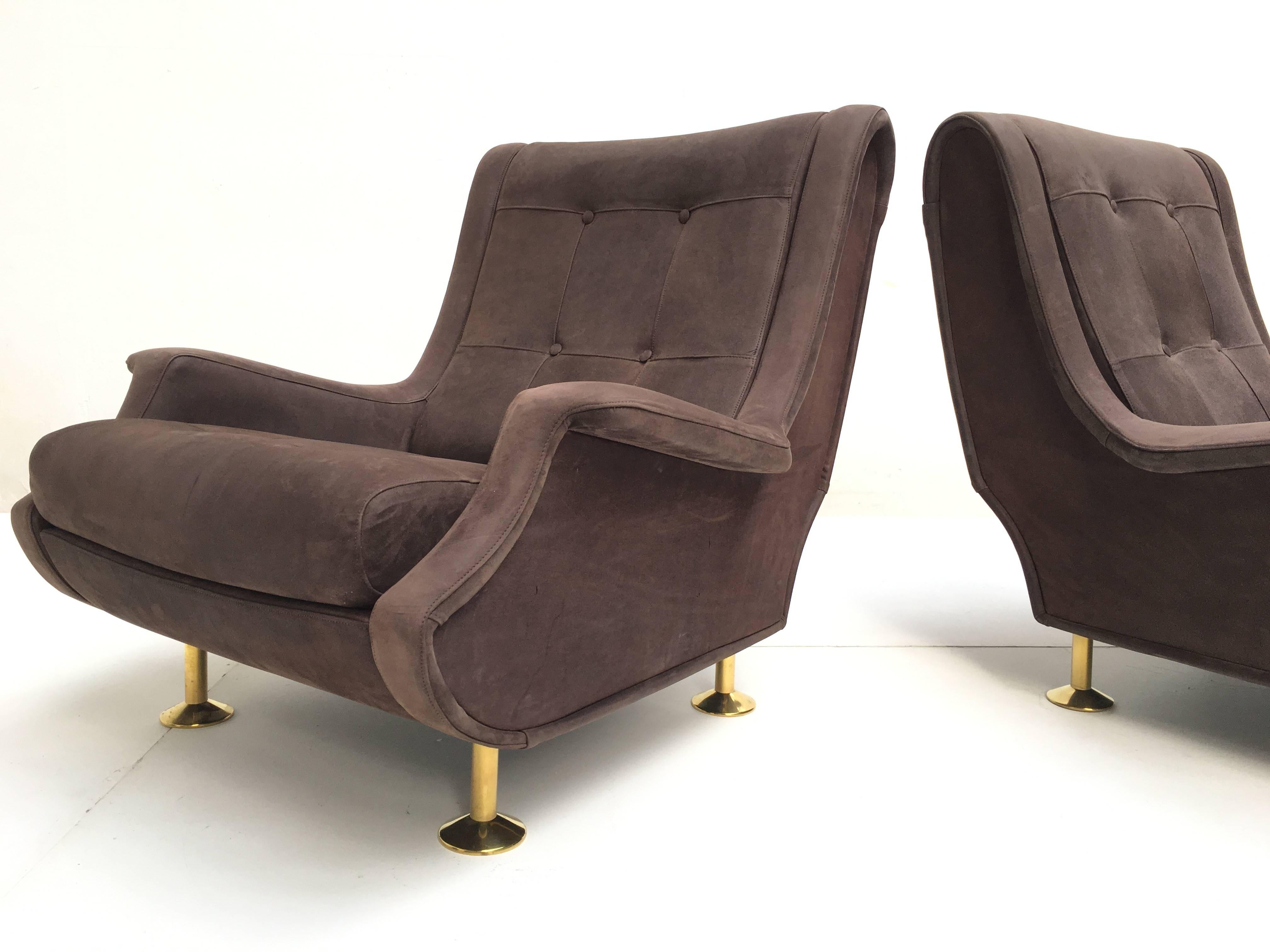 Fully Restored Zanuso Regent Chairs Pair Finished in Nappa Leather, Arflex, 1960 In Good Condition In bergen op zoom, NL