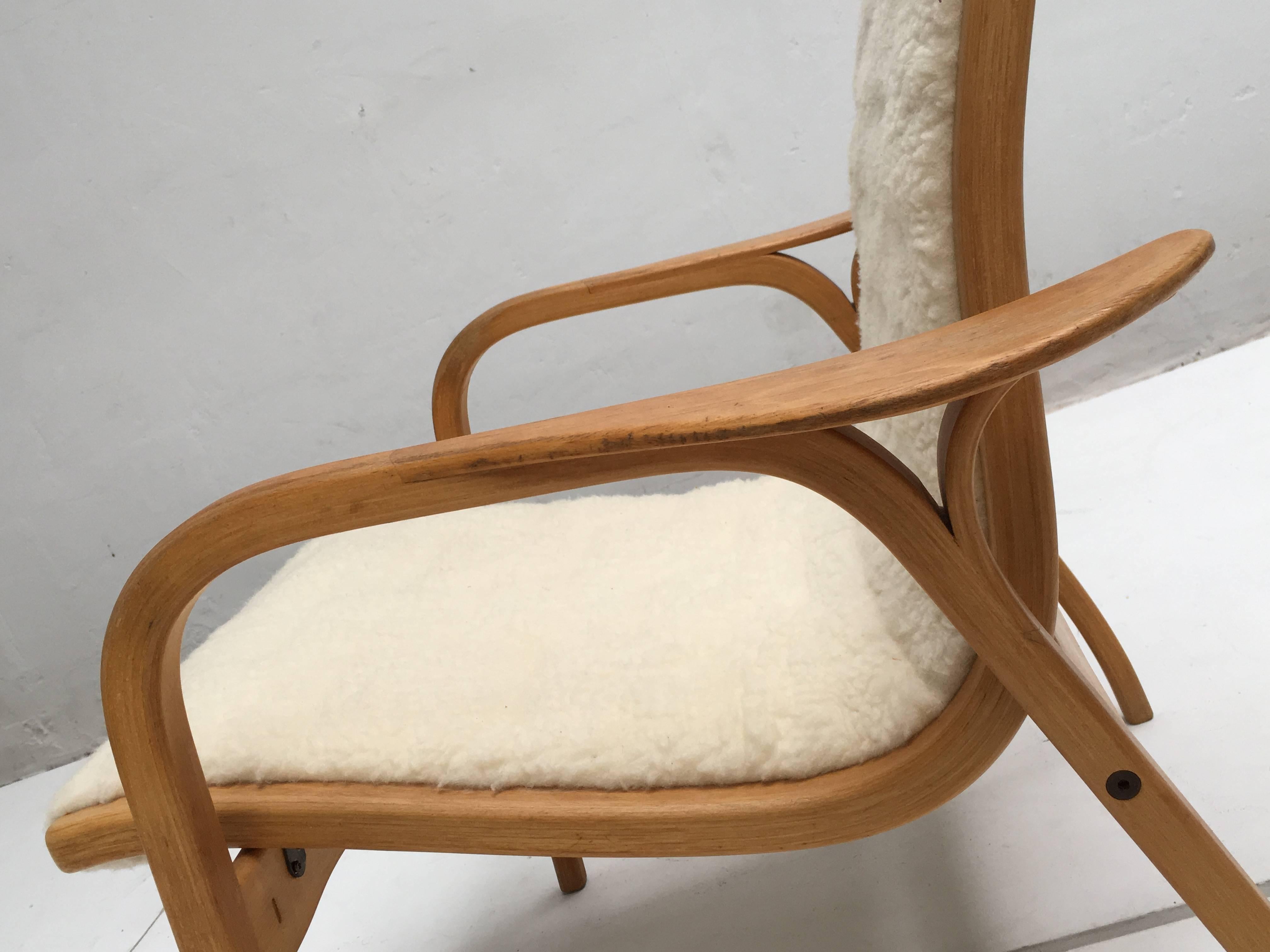 Yngve Ekström Laminated Birch and Wool Upholstered 