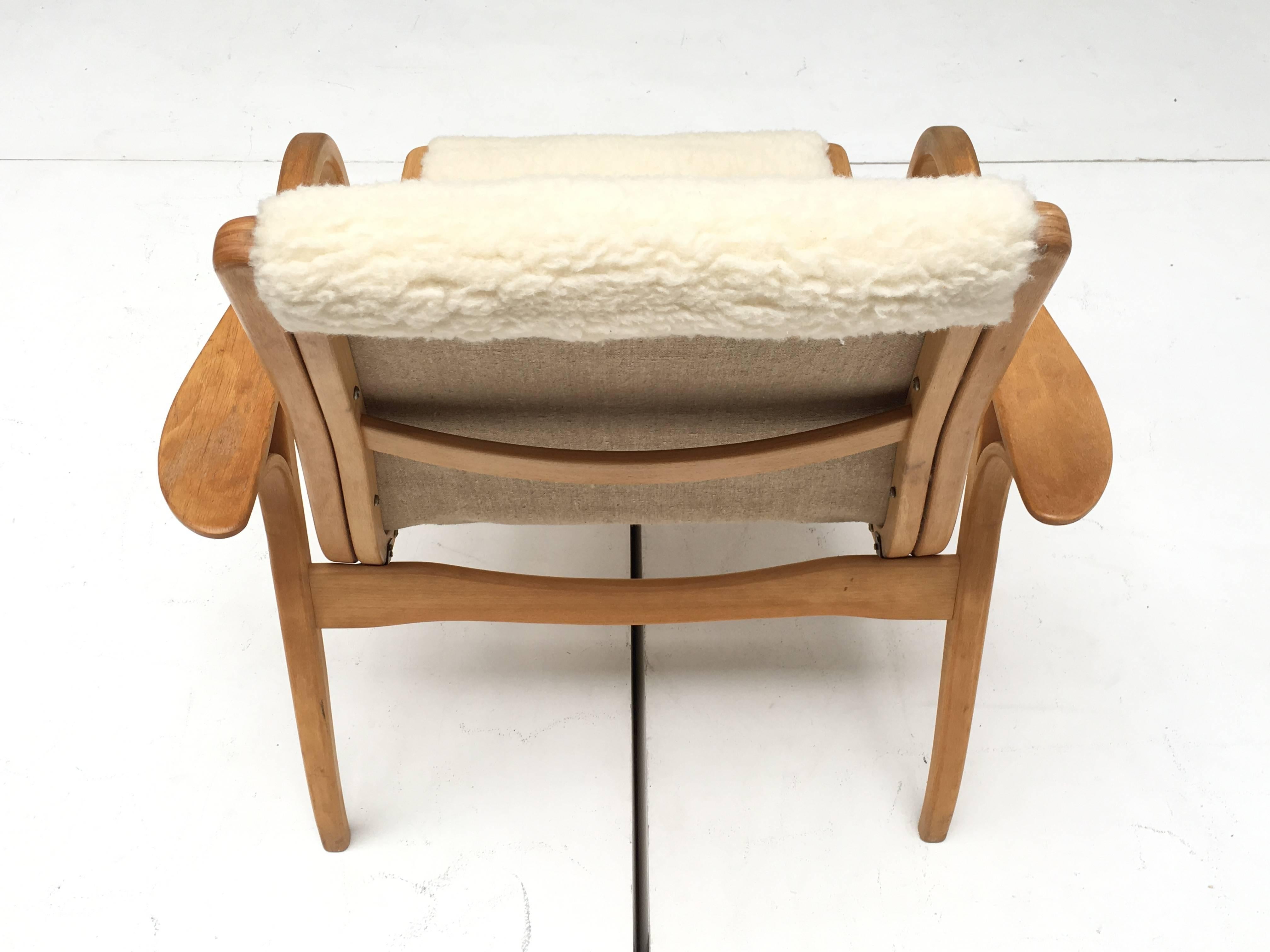 Upholstery Yngve Ekström Laminated Birch and Wool Upholstered 