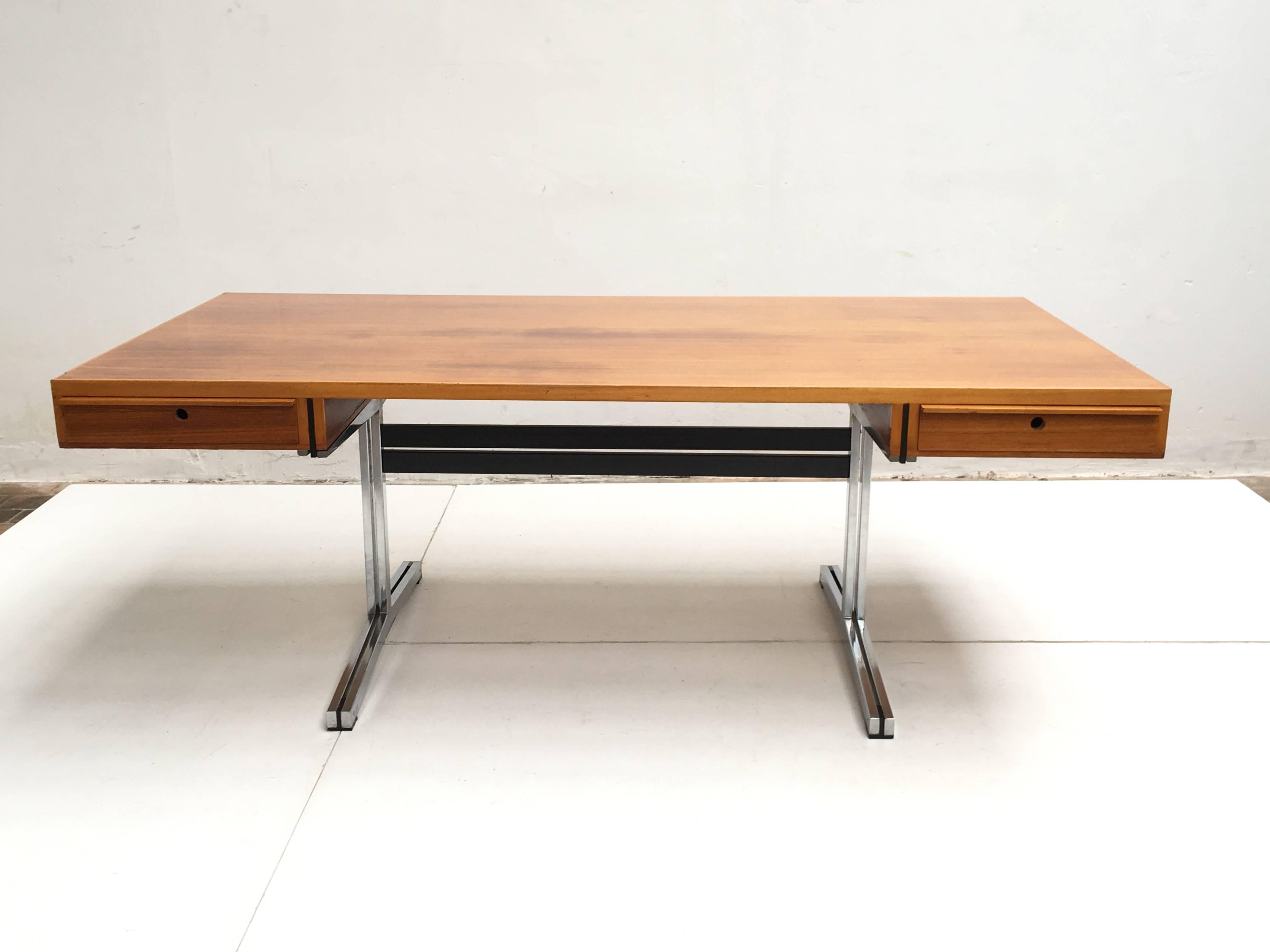 Chrome Elegant Executive Desk by Theo Tempelman for AP Originals, Netherlands, 1960s